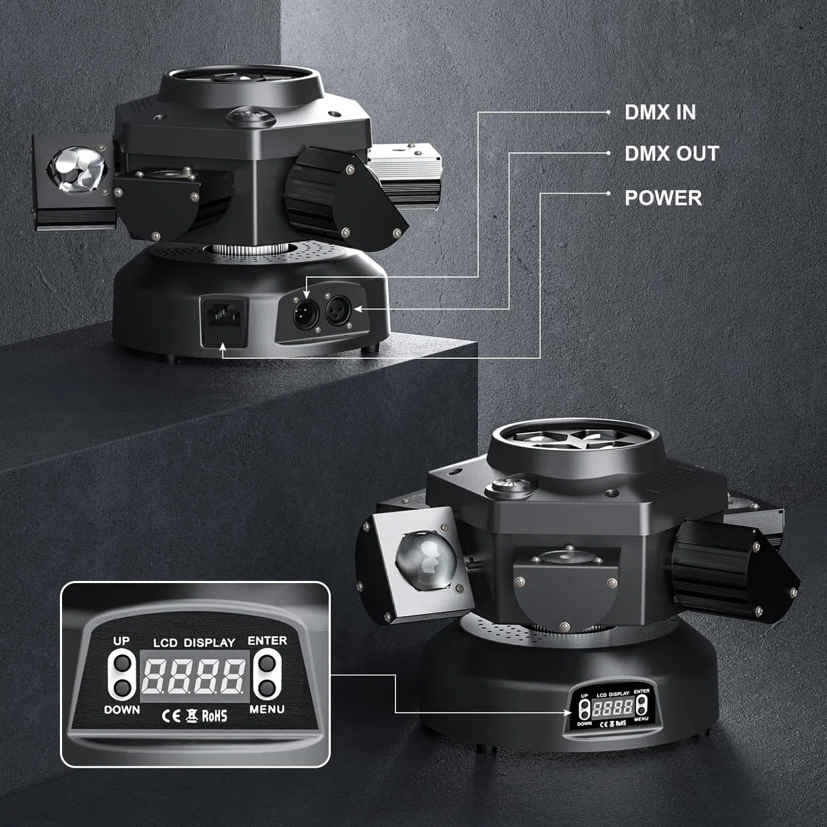 UKing 180W Moving Head Licht,Partylicht Scheinwerfer RGBW LED Strahler Bühnenlicht mit dmx512 Soundaktivierter Lichteffekt mit 6 Lichtarmen für Weihnachten DJ Bar Geburtstag Disco Hochzeit