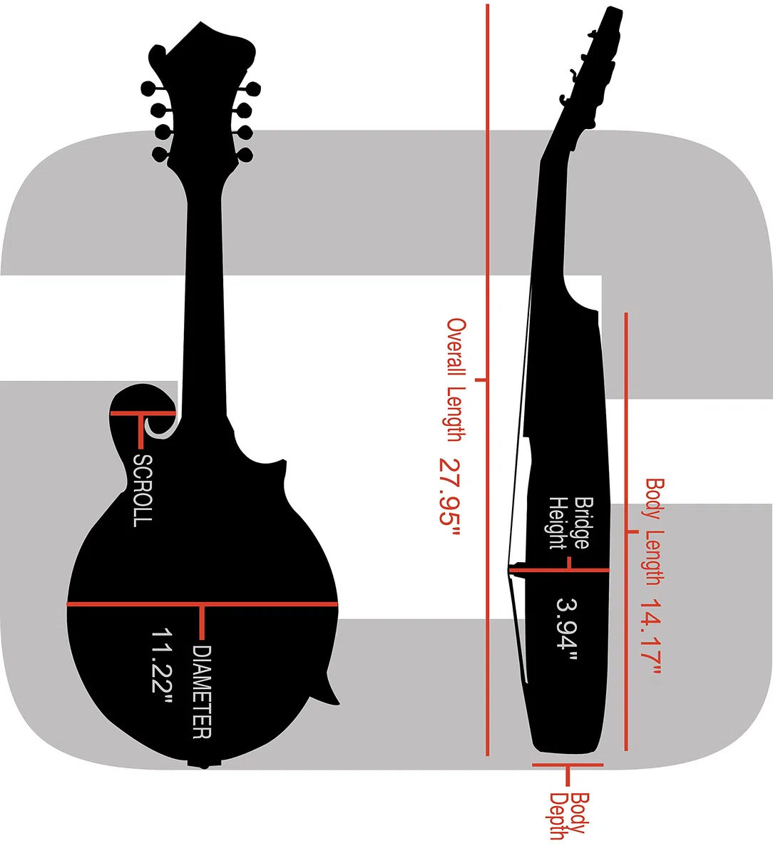 Crossrock, Hartschalenkoffer für F-Style Mandoline, in Vinyl Tweed, (CRW620MFTW)