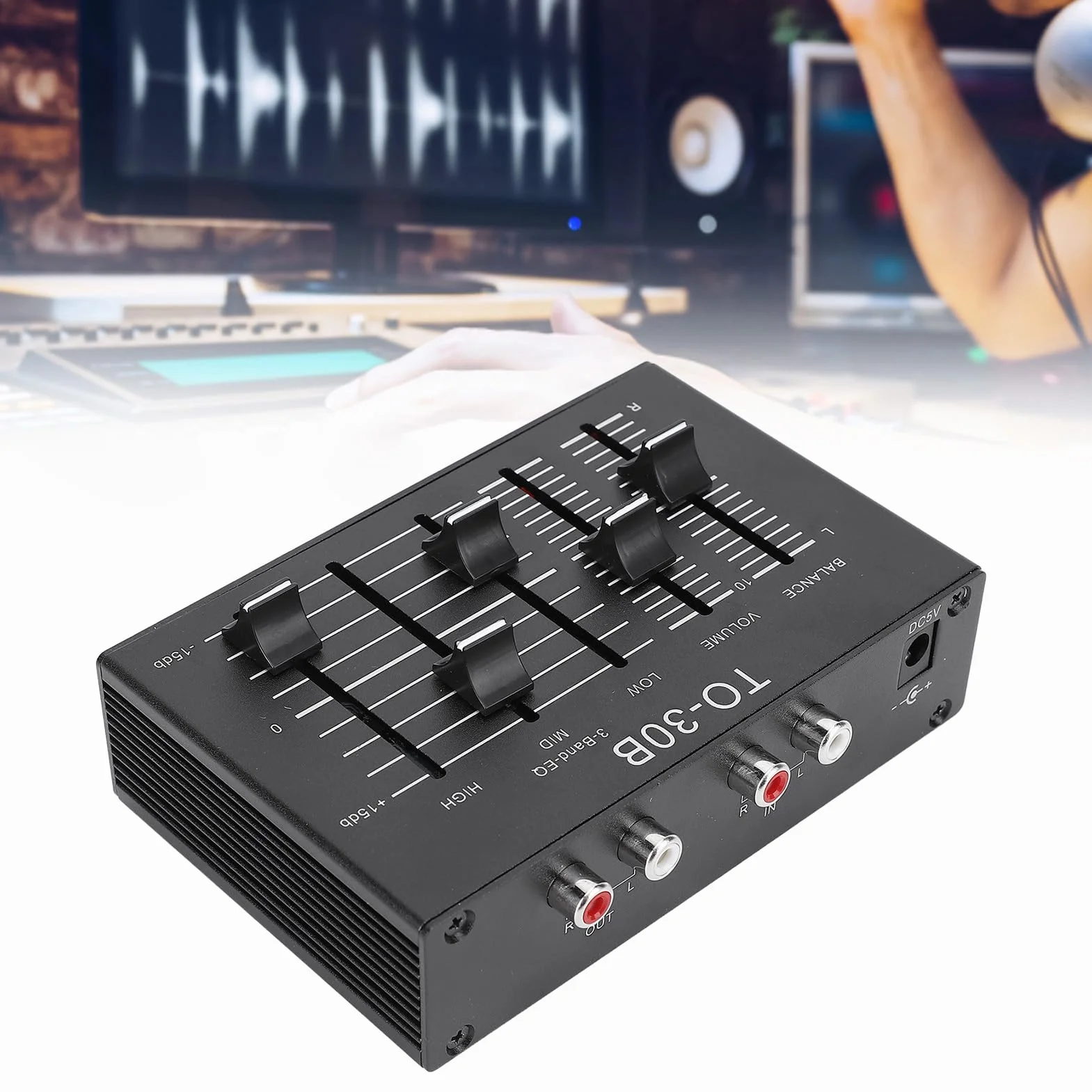 3 Band Equalizer EQ Equizer Stereo Sound Channel Vorverstärker, 3 Bandvolumensteuerung, für Elektronik, Plattenspieler, Soundkarten, Gitarren, Bässe