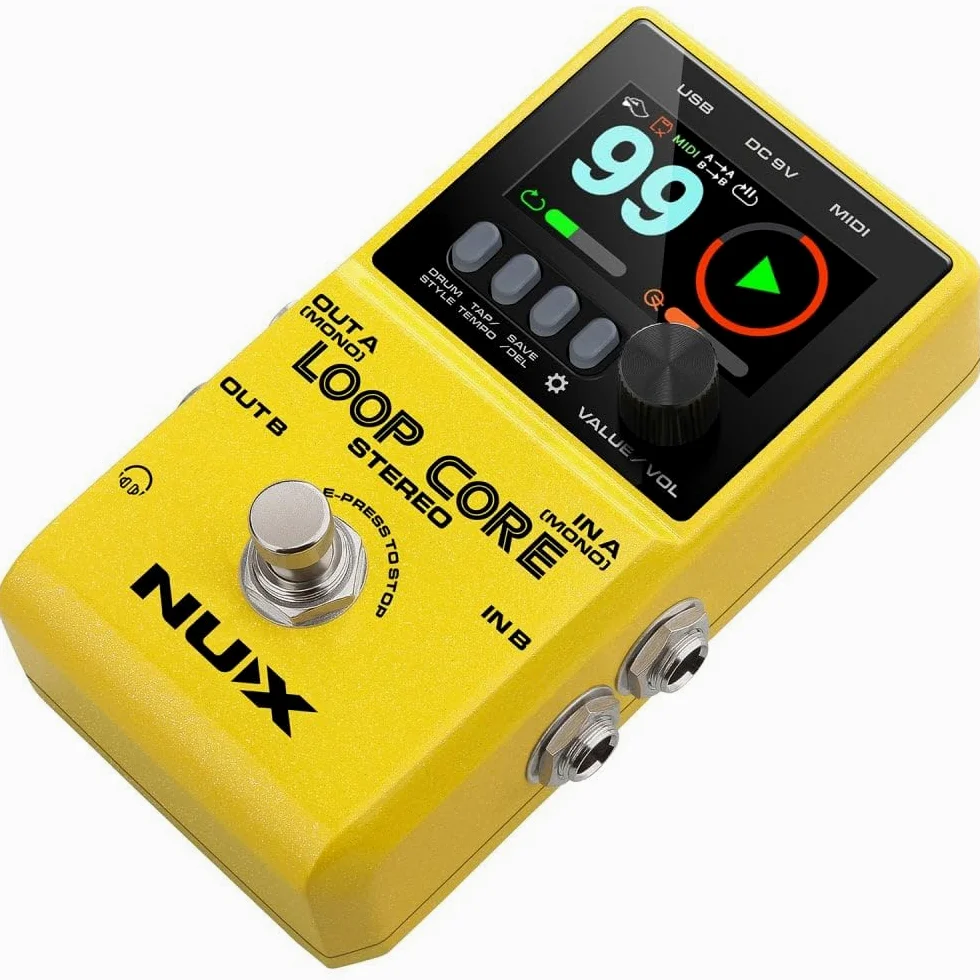 Nux Loop Core Guitar Effect Pedal Looper 6 Hours Recording Time, 99 User Memories, Drum Patterns with Tap Tempo