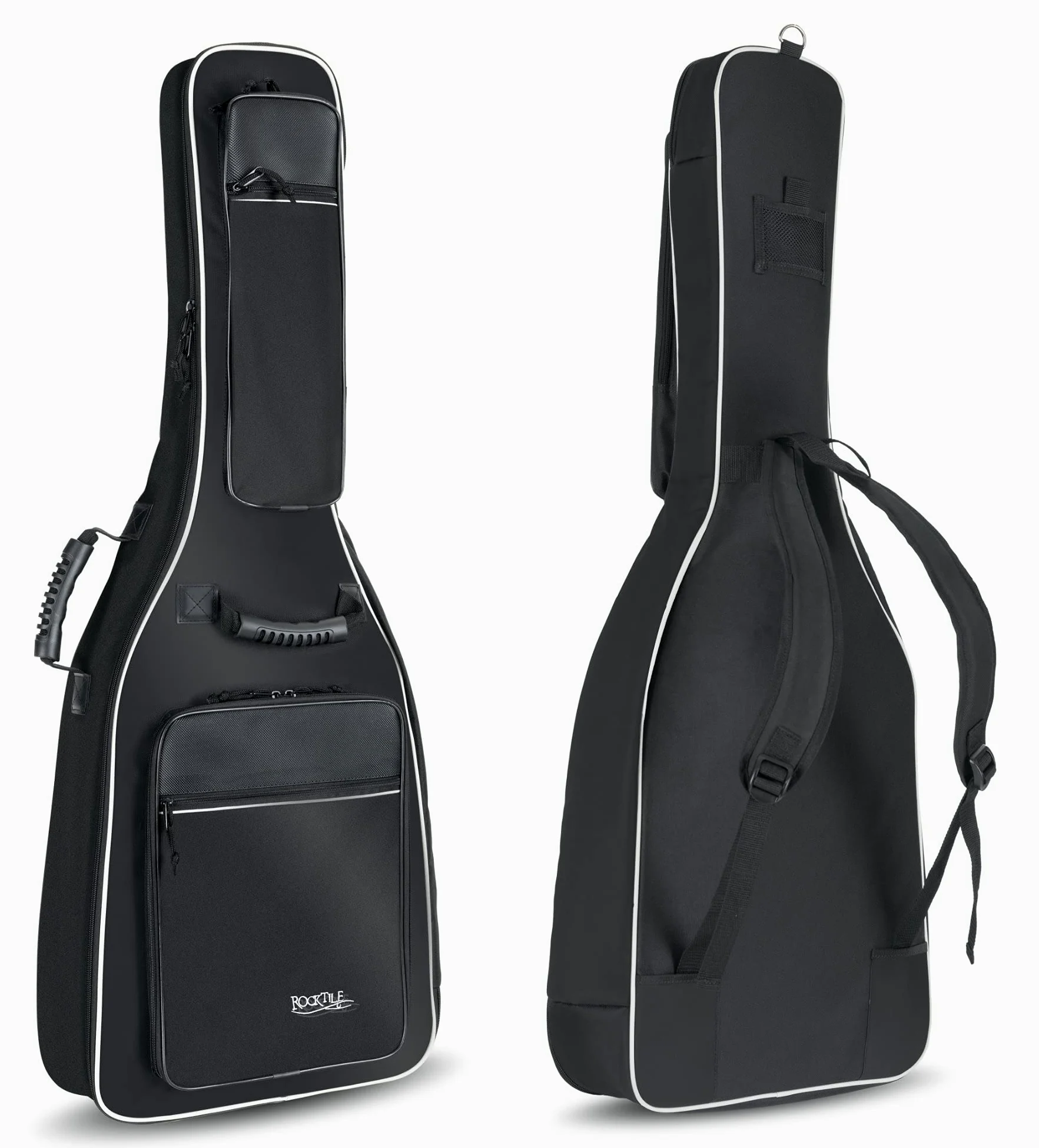 ROCKTILE 4/4 Klassik-Gitarrentasche Deluxe - gepolstert mit Rucksackgarnitur Gigbag für Konzertgitarre Schwarz