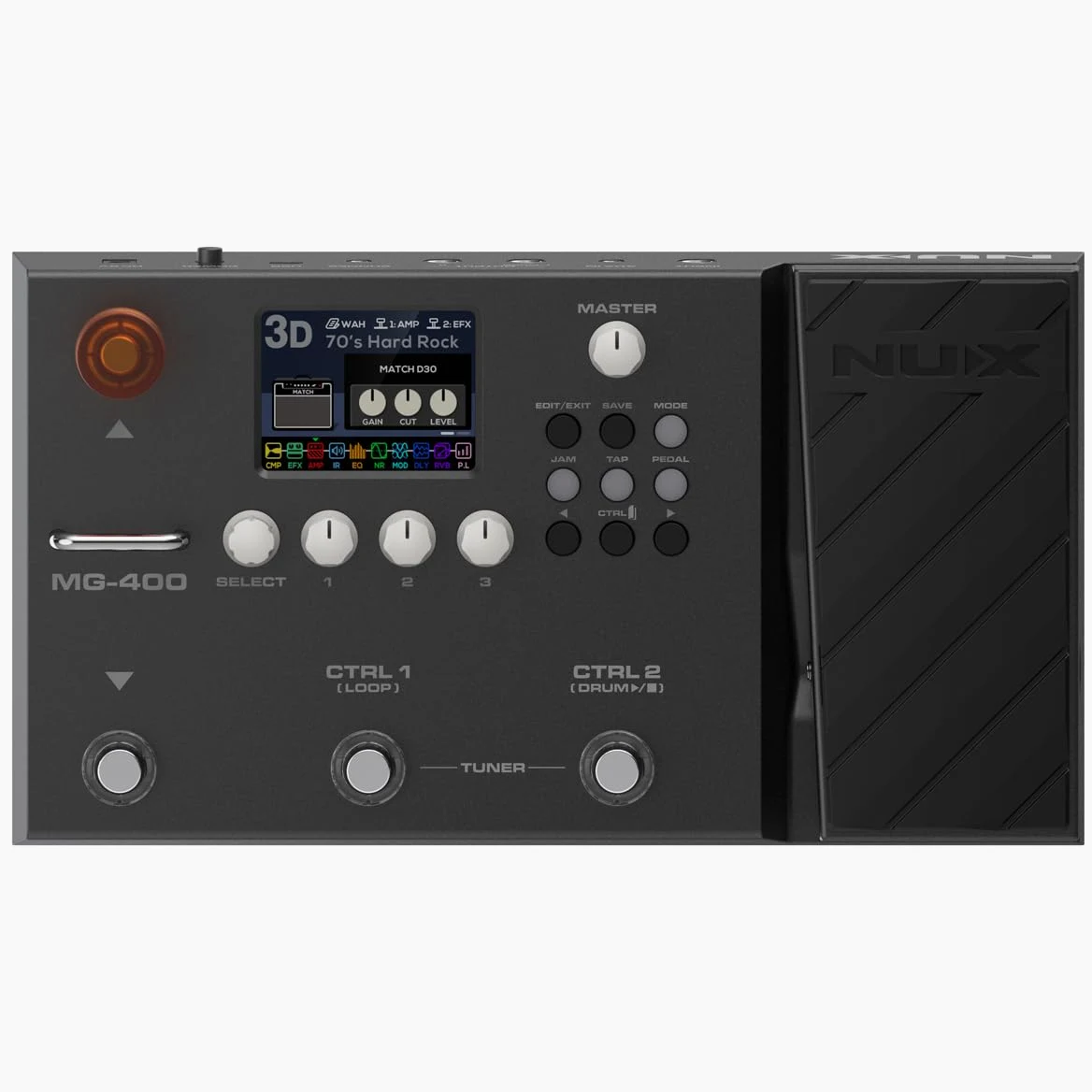 NUX MG-400 Multi Effects Pedal, Amp Modeling, 512 Proben IR, 10 unabhängige bewegliche Signalblöcke