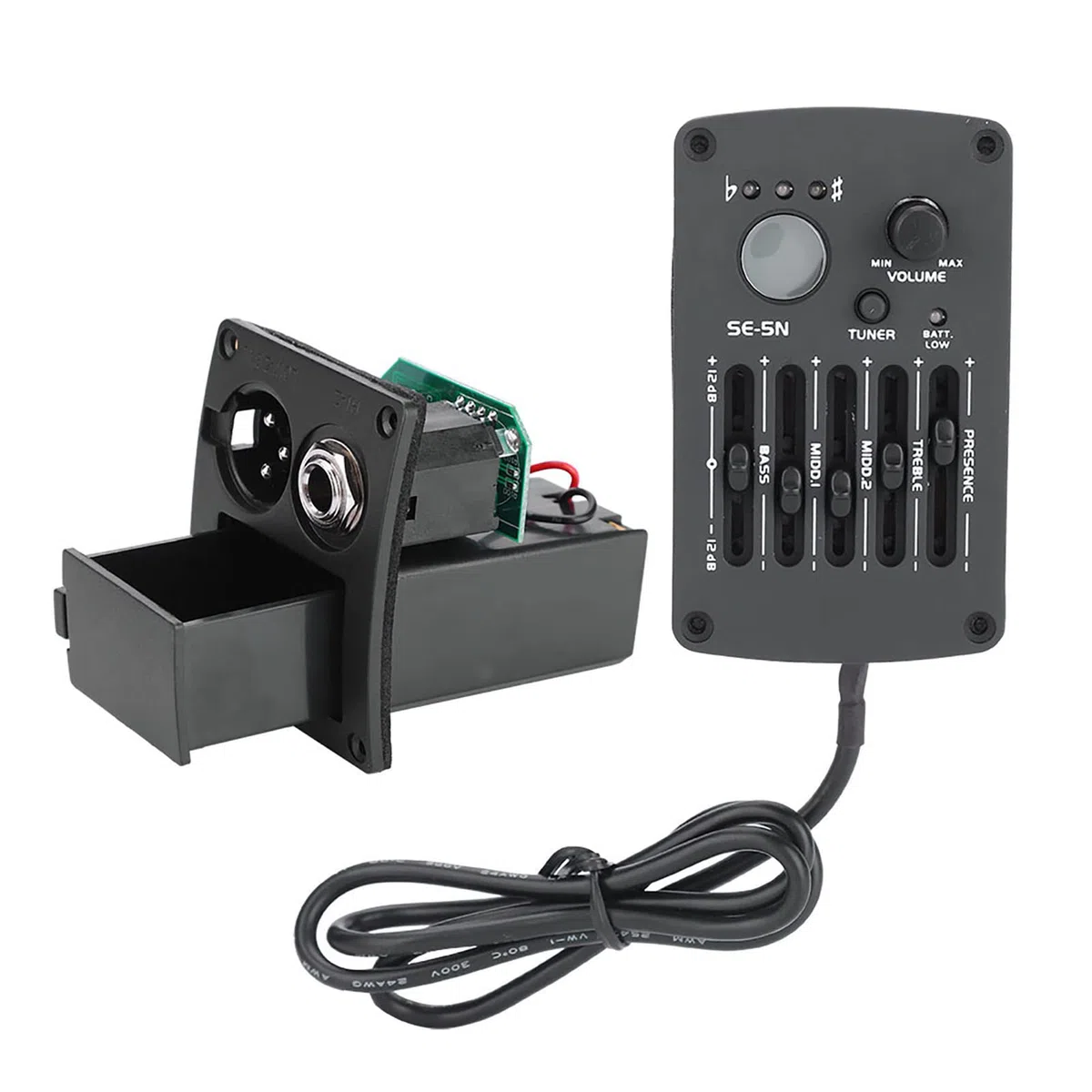 5 Band EQ Pre-Amp Equalizer Tonabnehmer Akustikgitarre Vorverstärker Tuner für Akustikgitarren Komplettset, aufsammeln