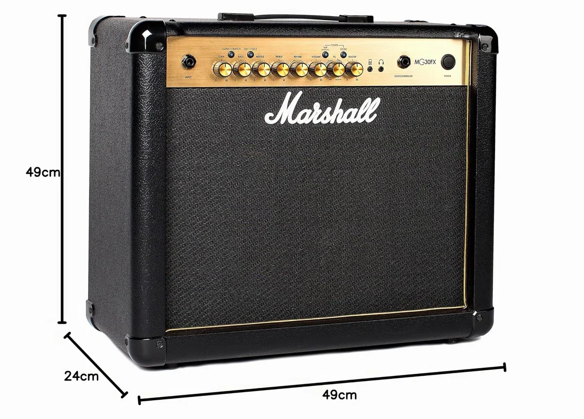 Marshall MG30GFX Gitarren-Combo-Verstärker mit integriertem FX, Übungsverstärker, geeignet für E-Gitarre – Schwarz und Gold