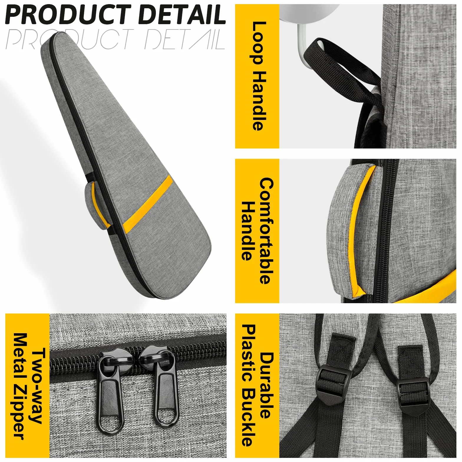 LETSROCK Tasche für E-Gitarren, Dicke Polsterung, mit Umhängeband, Verstellbarer Schultergurt, wasserdicht, gelbe Blitzform und Schwarze E-Gitarren-Gigbag