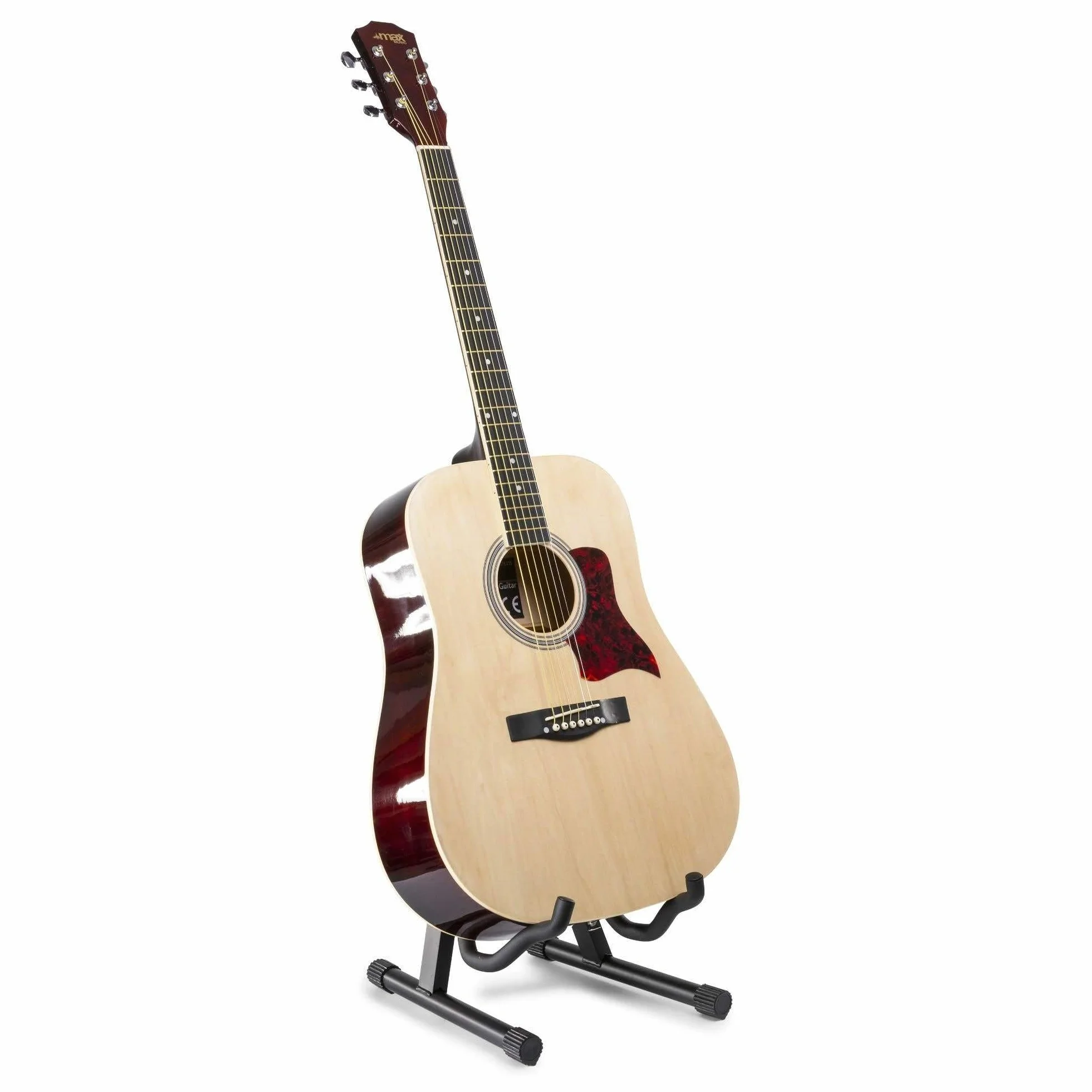 MAX ShowKit Elektro Akustik Gitarre Set mit Verstärker 40 Watt, Gitarrentasche, Gitarrenständer, Gitarrenstimmgerät, Instrumentenkabel, Plektrum und E Akustikgitarre mit Tonabnehmer - Sunburst
