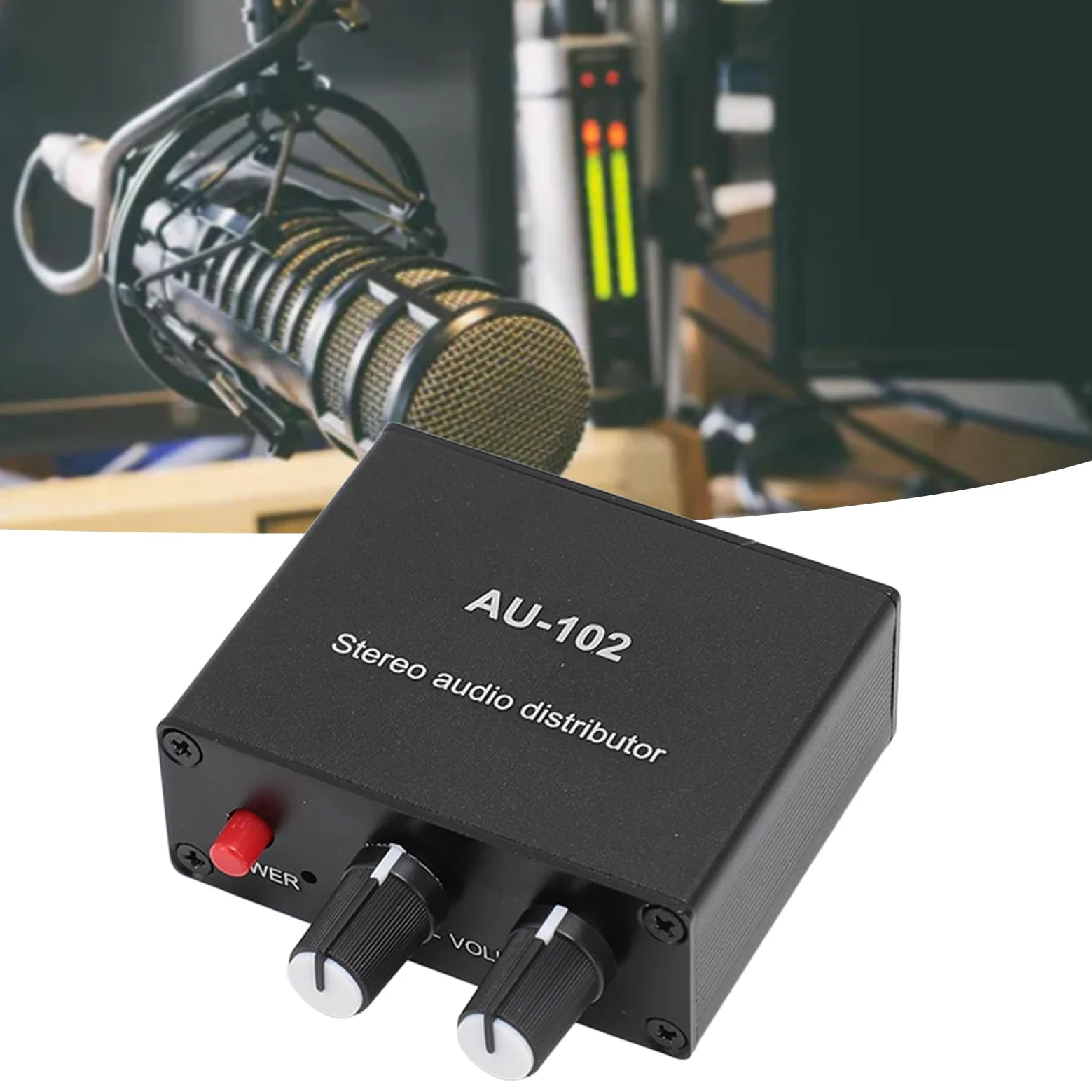 Mikrofon-Vorverstärker, 2-Kanal-Audio-Booster, Clean Gain Sound Distributor Verstärker, Mic Gain Booster, Mikrofon-Vorverstärker für Heimstudio, Podcasts, Streaming