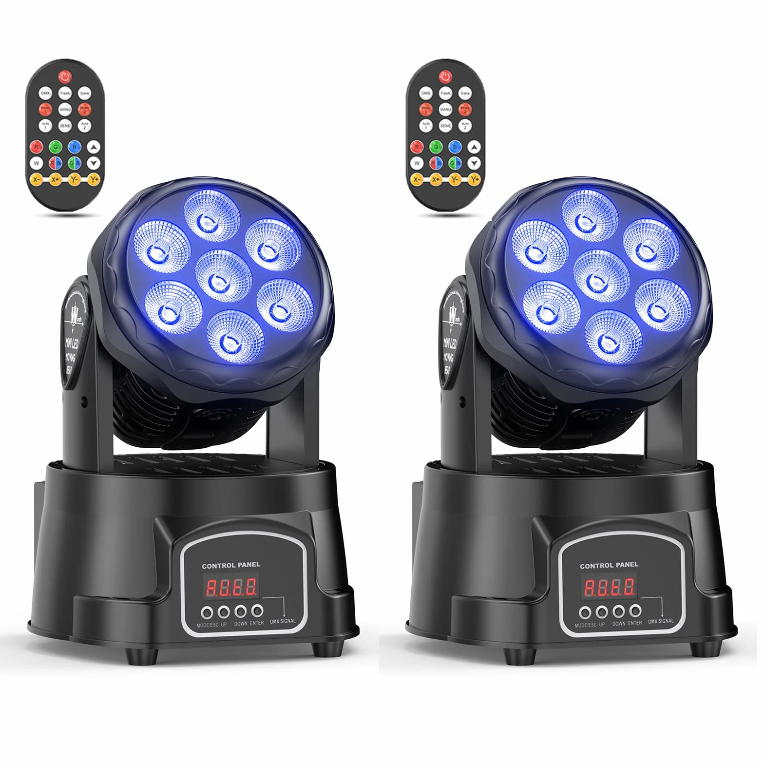 2Er Pack 7X15W Moving Head Wash LED dmx512 RGBW Partylichter 5 Steuerungsmodus 4 in 1 DJ licht Disco Bühnenlicht für Live Events, Bar, Karaoke, Weihnachten, Halloween, Home Party, Hochzeit