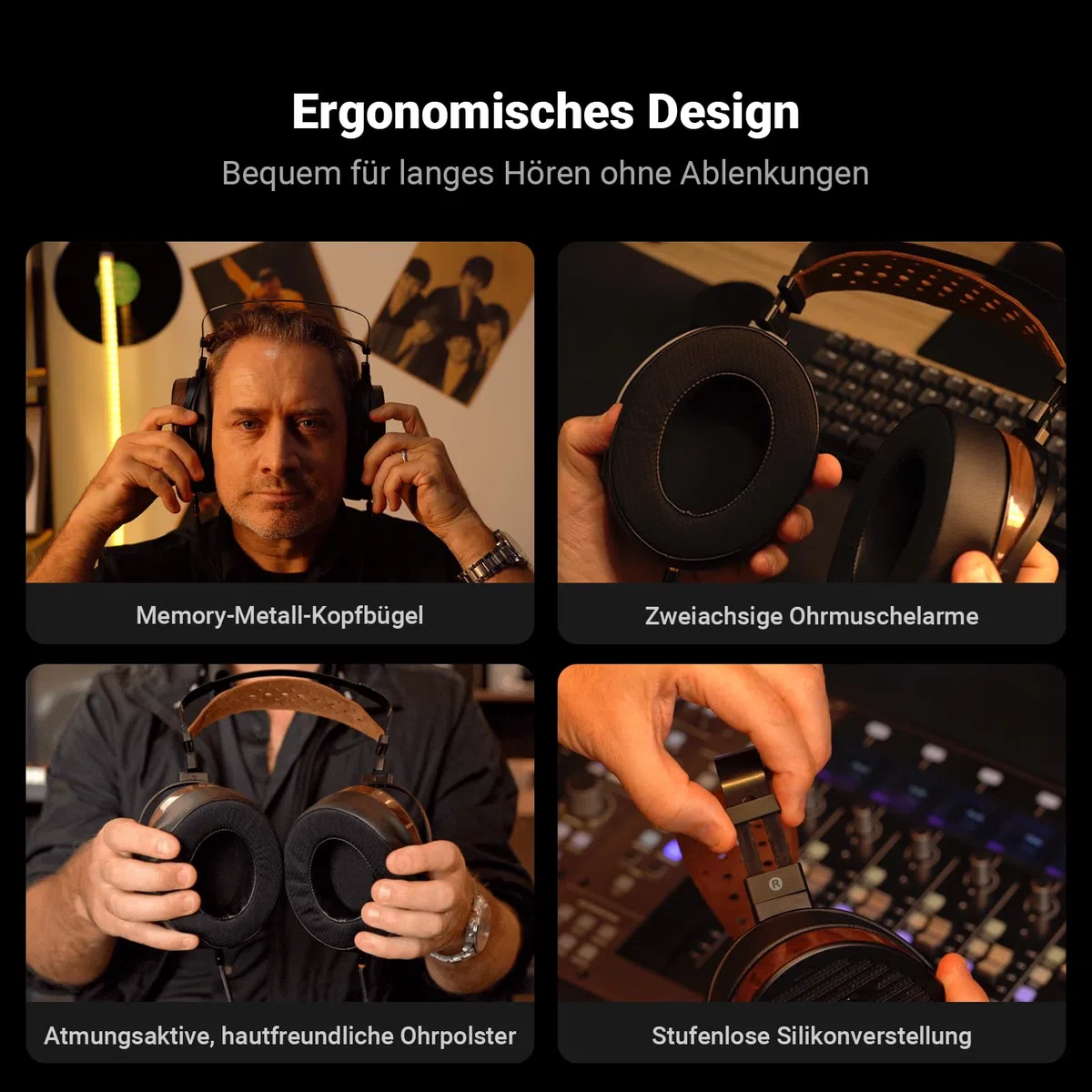 Fosi Audio i5 Open-Back Planar Magnetic Over-Ear Kopfhörer mit 97mm Ultra-Großmembran, CNC Metall & Walnussholz, Audiophiler kabelgebundener Studiokopfhörer für Multi-Source Geräte