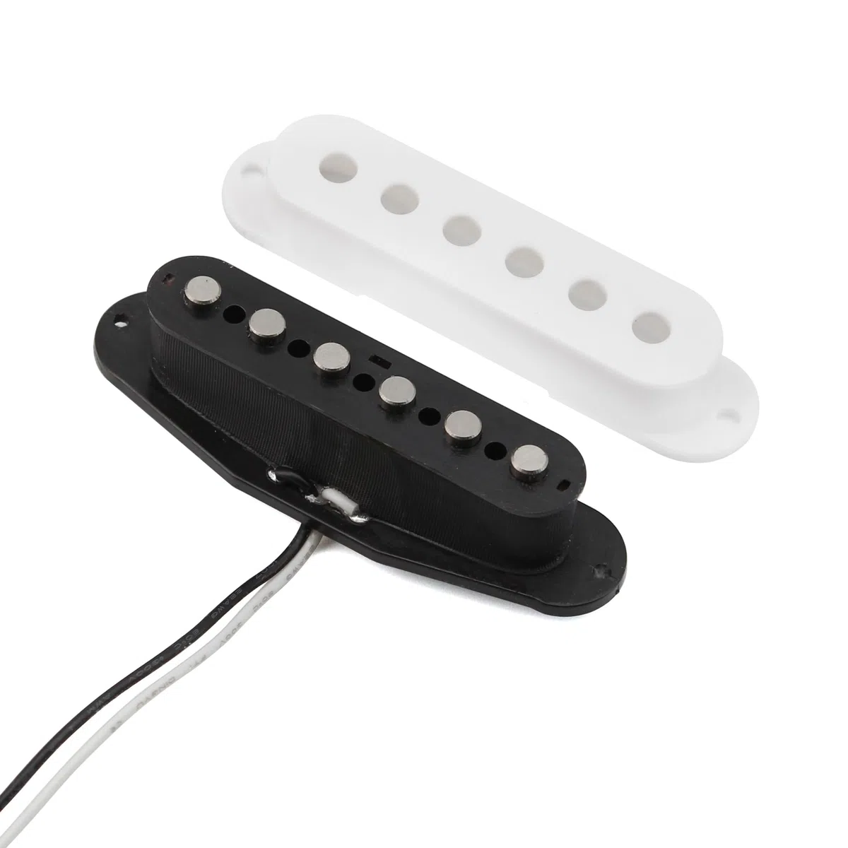 FLEOR Alnico 5 Flat Pole Single Coil Pickup und High Gain Humbucker Set Weiß HSS N+M+B Tonabnehmer für ST Style Gitarre