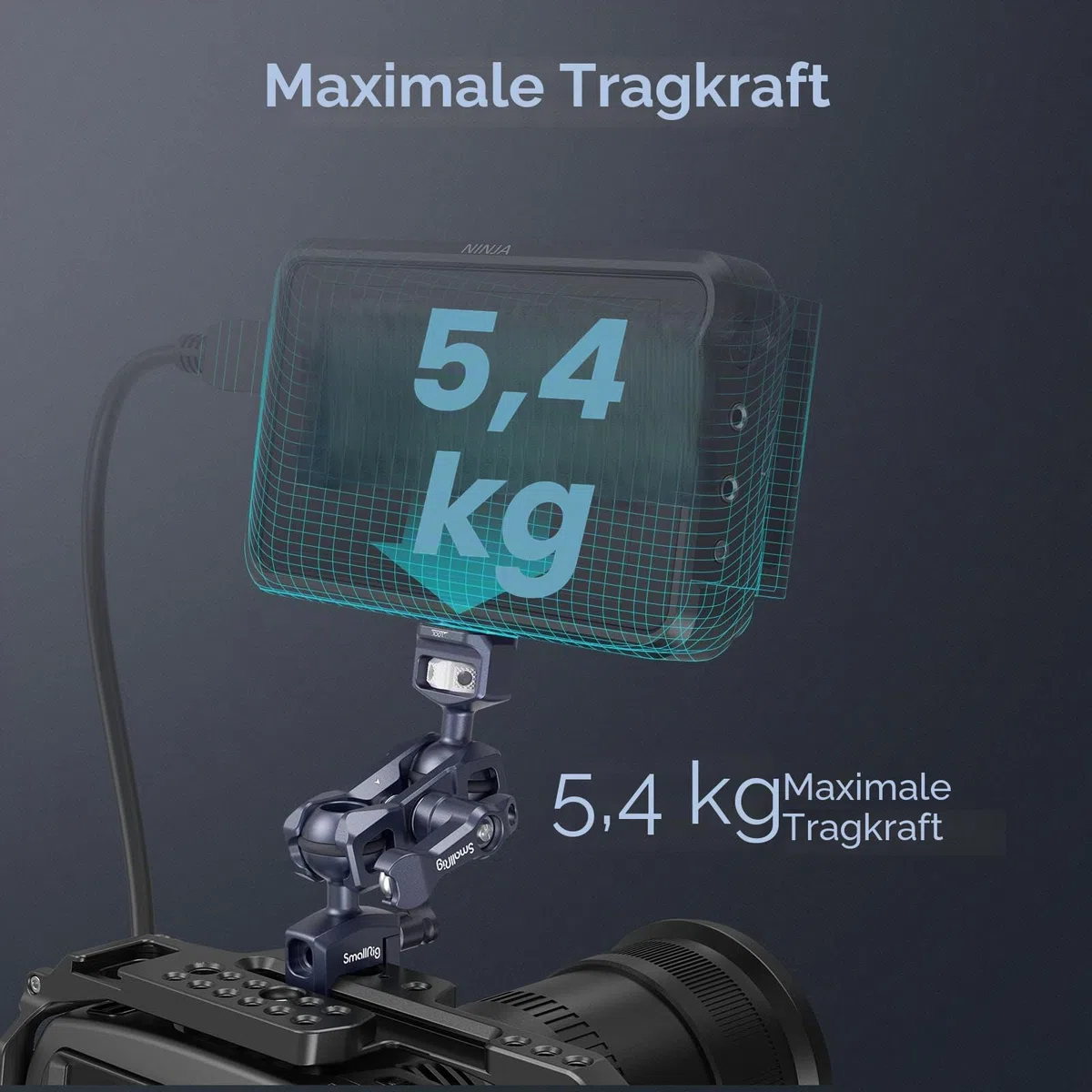 SMALLRIG Articulating Magic Arm mit NATO-Klemme und 1/4"-20 Schraube (mit einziehbaren Stiften), 360-Grad-Drehung Max. Belastung 5,5 kg Magic Arm für Monitor-Mikrofon und Licht – 3875