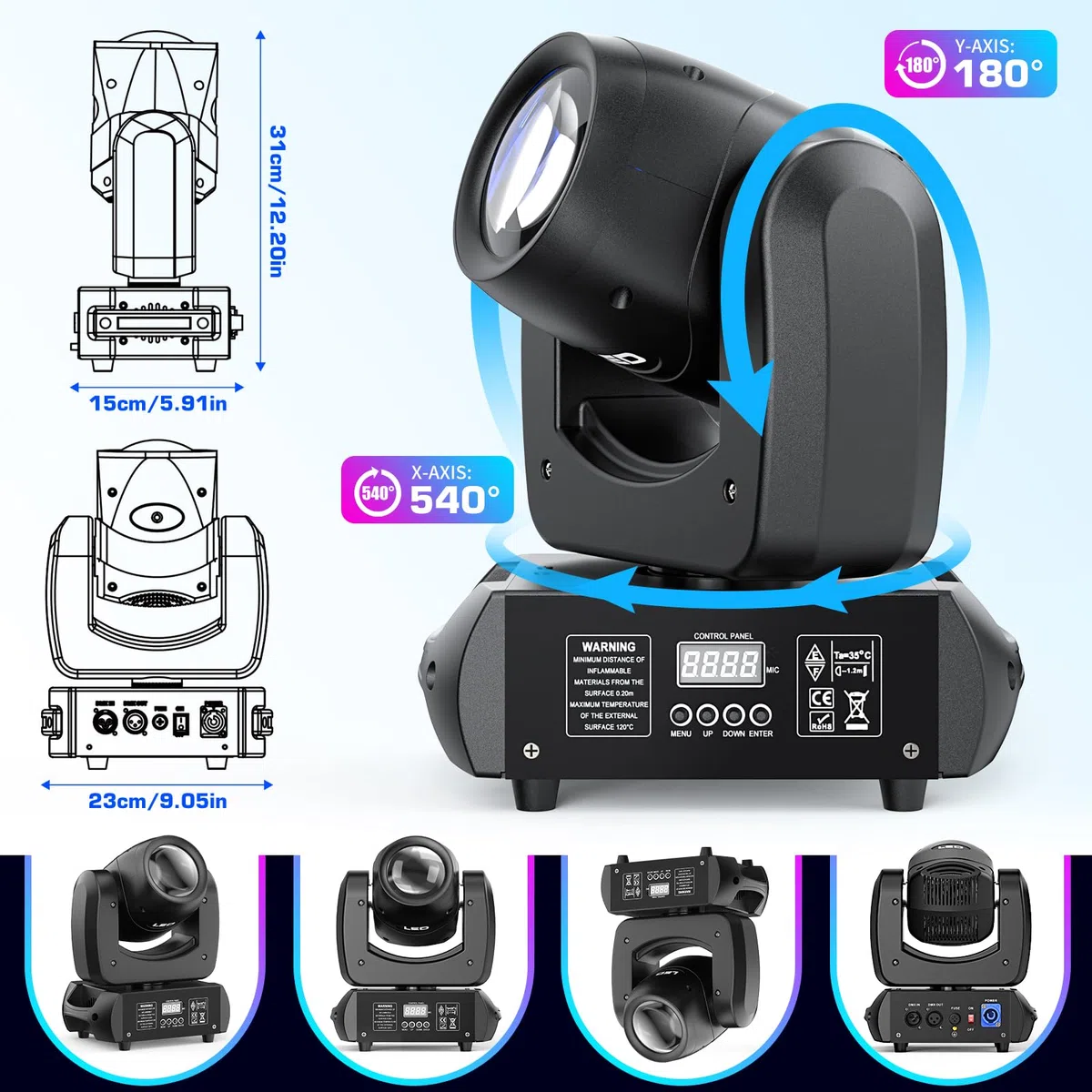 2er Pack 100W Moving Head Set LED RGBW dmx512 DJ Licht Spot Beam 18 Prisma Disco Party Lichter