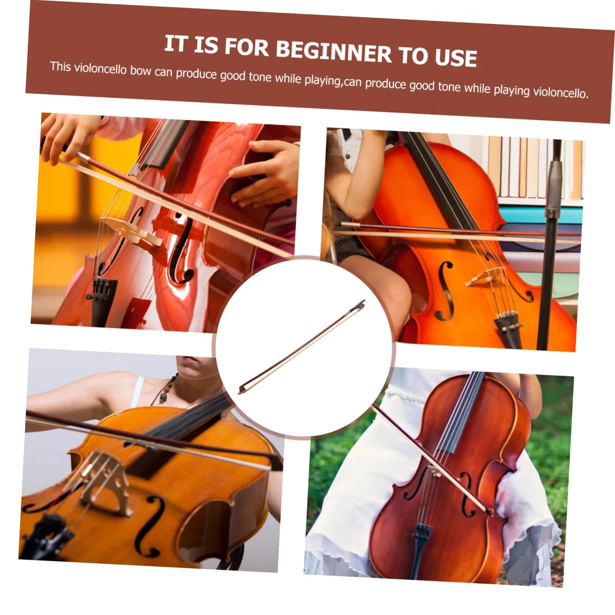 Cellobogen aus Kunsthaar für Violoncello Ausbalanciert und Angenehm in Hand 1 Ersatzbogen für Anfänger und Schüler
