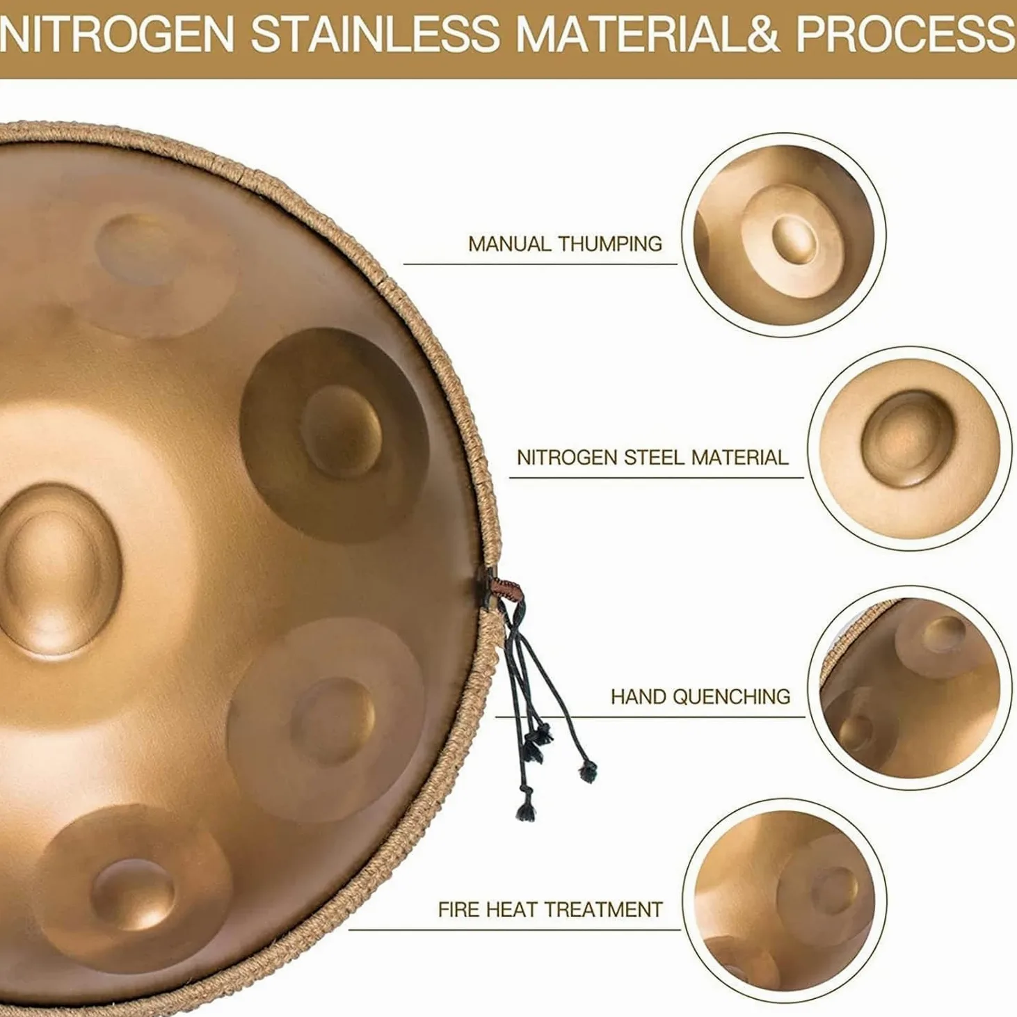 Handpan Drum D-Moll 22 Zoll Stahl 12 Töne | Harmonische Percussion, Klangheilung, Meditation, Yoga