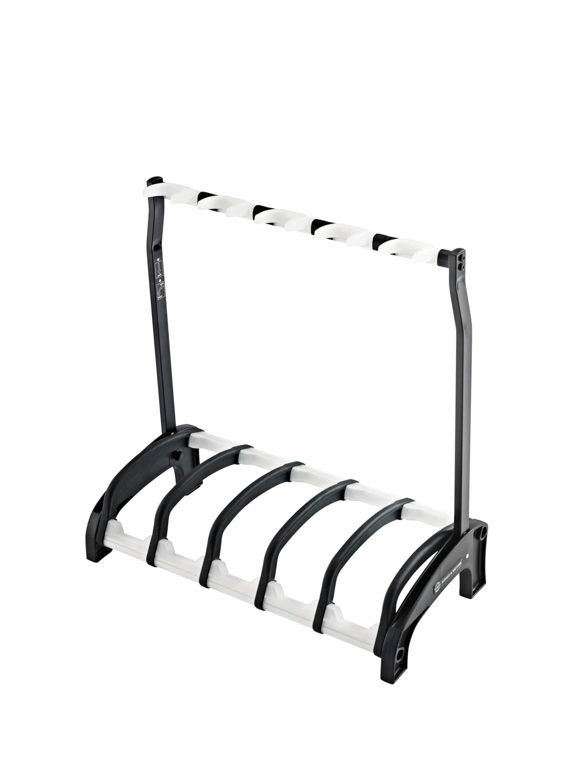 K&M 17525 5-fach E-Gitarrenständer Guardian 5 Schwarz mit transluzenten Elementen - Für Nitrolack geeignet