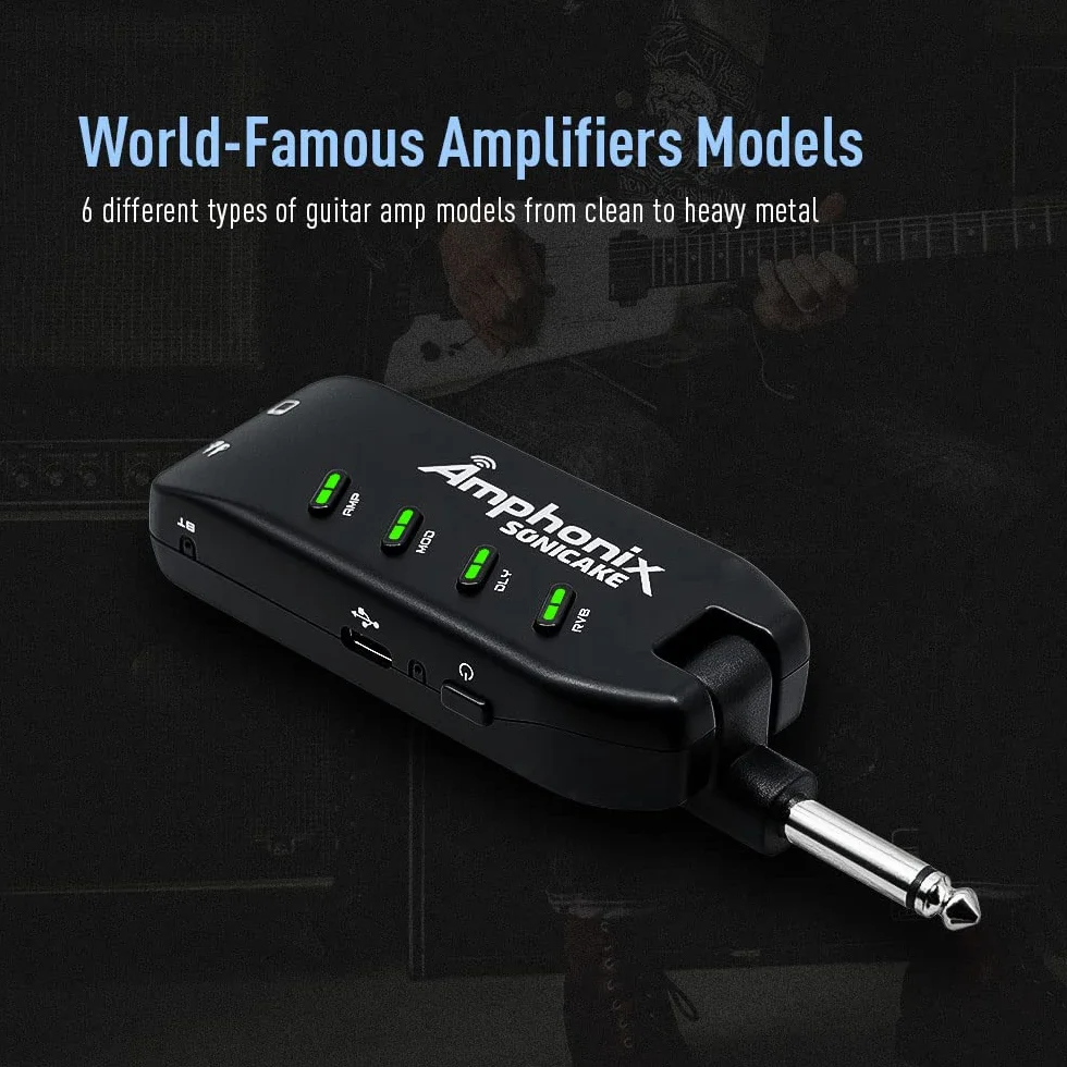 SONICAKE Mini Gitarre Kopfhörer Verstärker Bluetooth Multi-Effekte Plug-In USB aufladbar Portable Amphonix