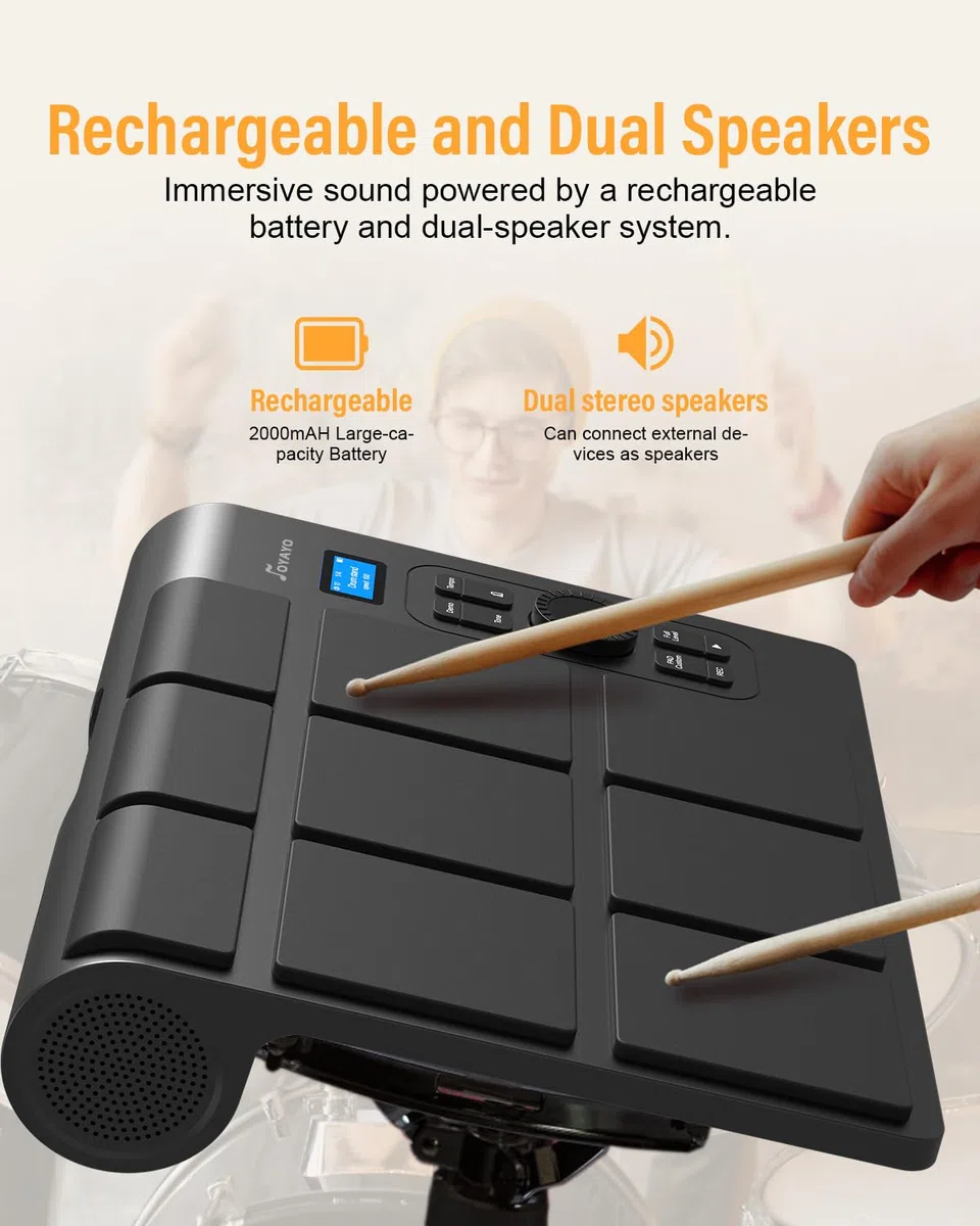 9 Pads Elektronisches Schlagzeug-Pad, Elektronisches Tisch-Schlagzeug-Set, tragbares digitales Schlagzeug mit Geschwindigkeitsempfindlichkeit, LED-Schlagzeug-Pad-Lichter, MIDI-Mac