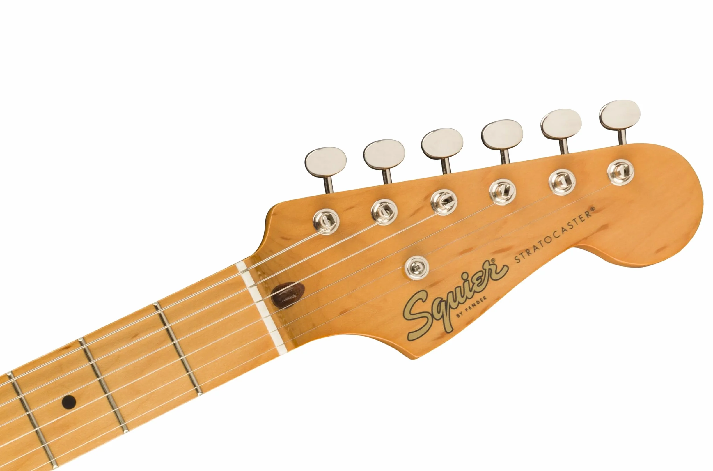Squier by Fender Classic Vibe '50s Stratocaster, Fiesta Red – E-Gitarre, Vintage-Style, Ahorn-Griffbrett, Erle-Korpus, C-Halsprofil, Single-Coil Pickups, Retro-Sound, Tremolo, 21 Bünde
