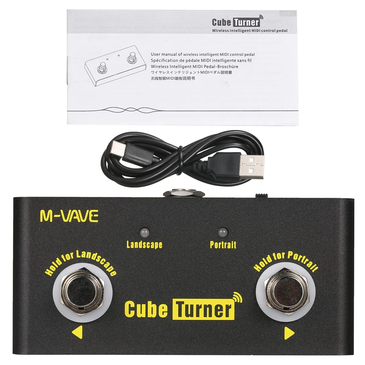 Dioche M Cube Turner Kabelloser Seitenwender mit Pedal, Wiederaufladbarer Notenwender, Unterstützt Looper-Verbindung, Kompatibel mit Android IOS-Smartphones, Tablets für Musiker (BLACK)