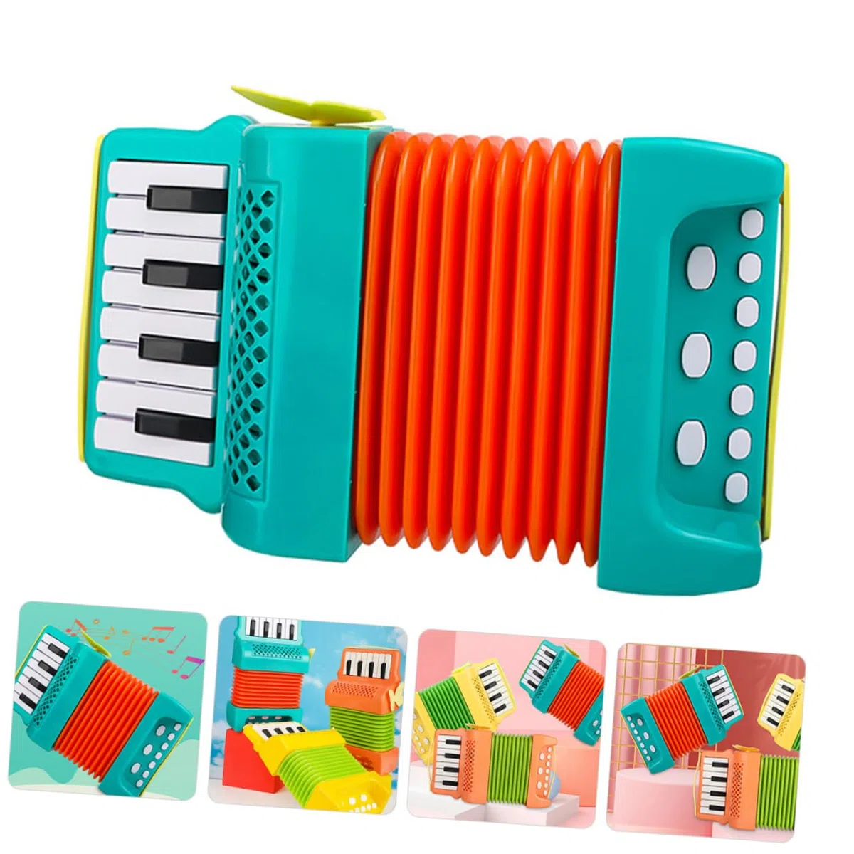 ibasenice Kinder Akkordeon Handgriff Musikinstrument Mit Cartoon Motiv Grünes Vorschulspielzeug Zur Frühkindlichen Und Handmuskeltraining