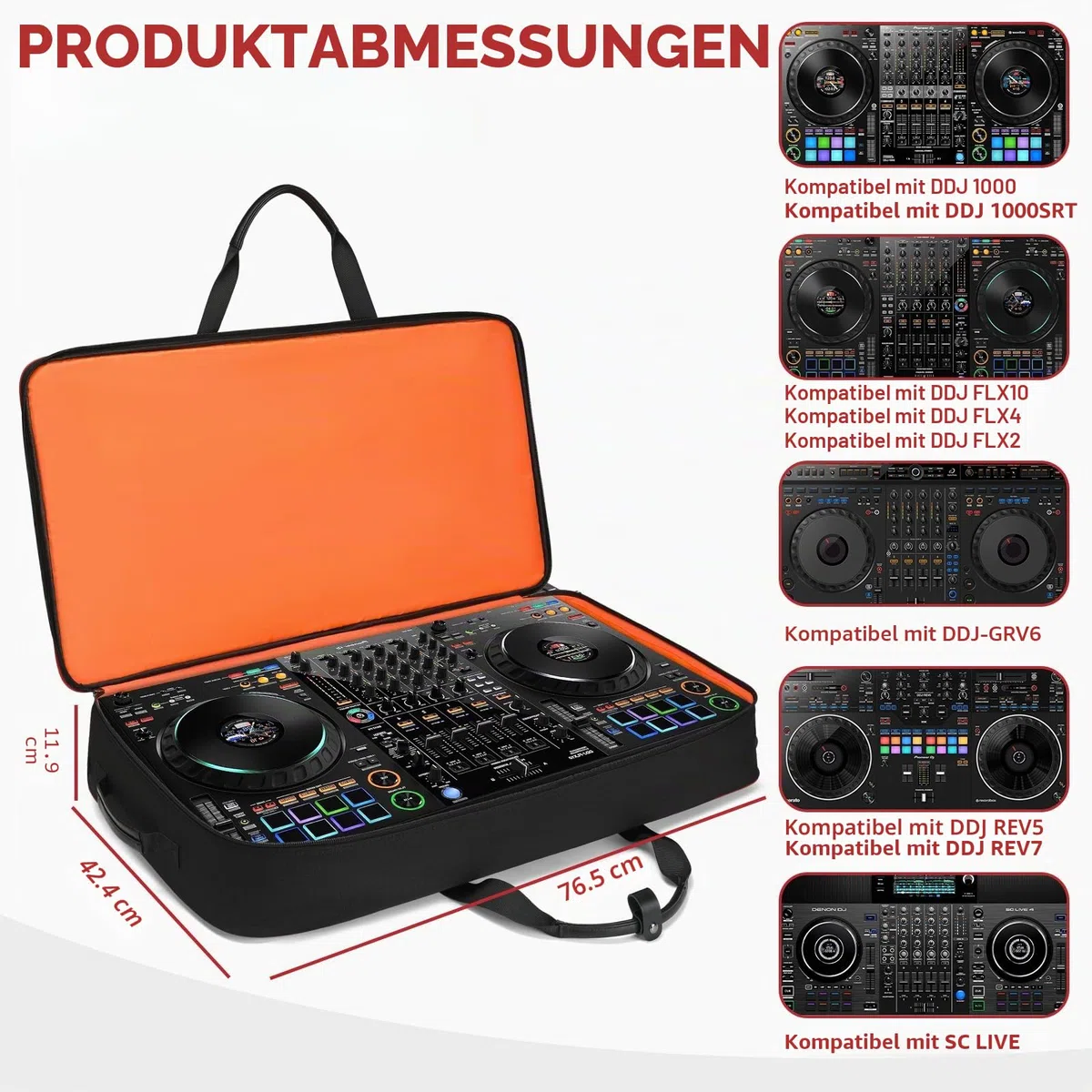 BOSSTIN DJ-Controller-Tasche mit Rädern, kompatibel mit DDJ FLX10 /1000 /FLX6 /REV7 /REV5, Rolling DJ Koffer für Ausrüstung, gepolsterter großer DJ-Rucksack mit Multi-Tasche für Laptop-Zubehör