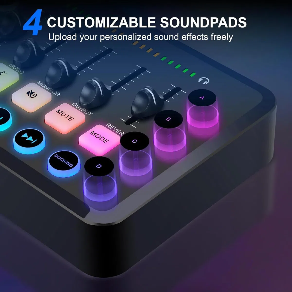 NEWFUN mischpult, soundboard, mischpult für pc,Mixeur RGB pour PC pour le streaming Avec enregistrement personnalisé, Compatible avec différents systèmes d'exploitation et logiciels