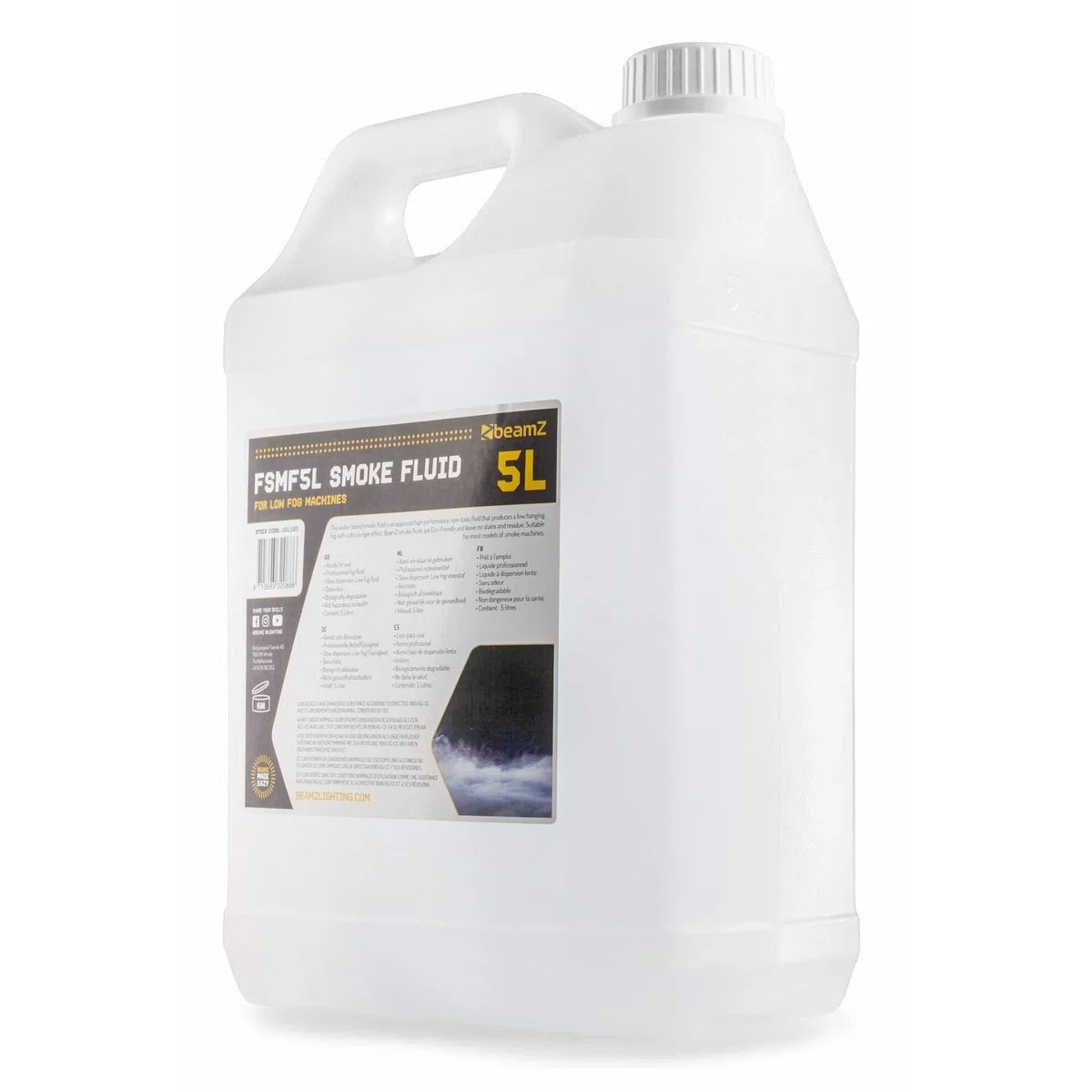 BeamZ FSMF5L-Nebelflüssigkeit zur Verwendung mit Low-Fog-Nebelmaschinen - 5 Liter