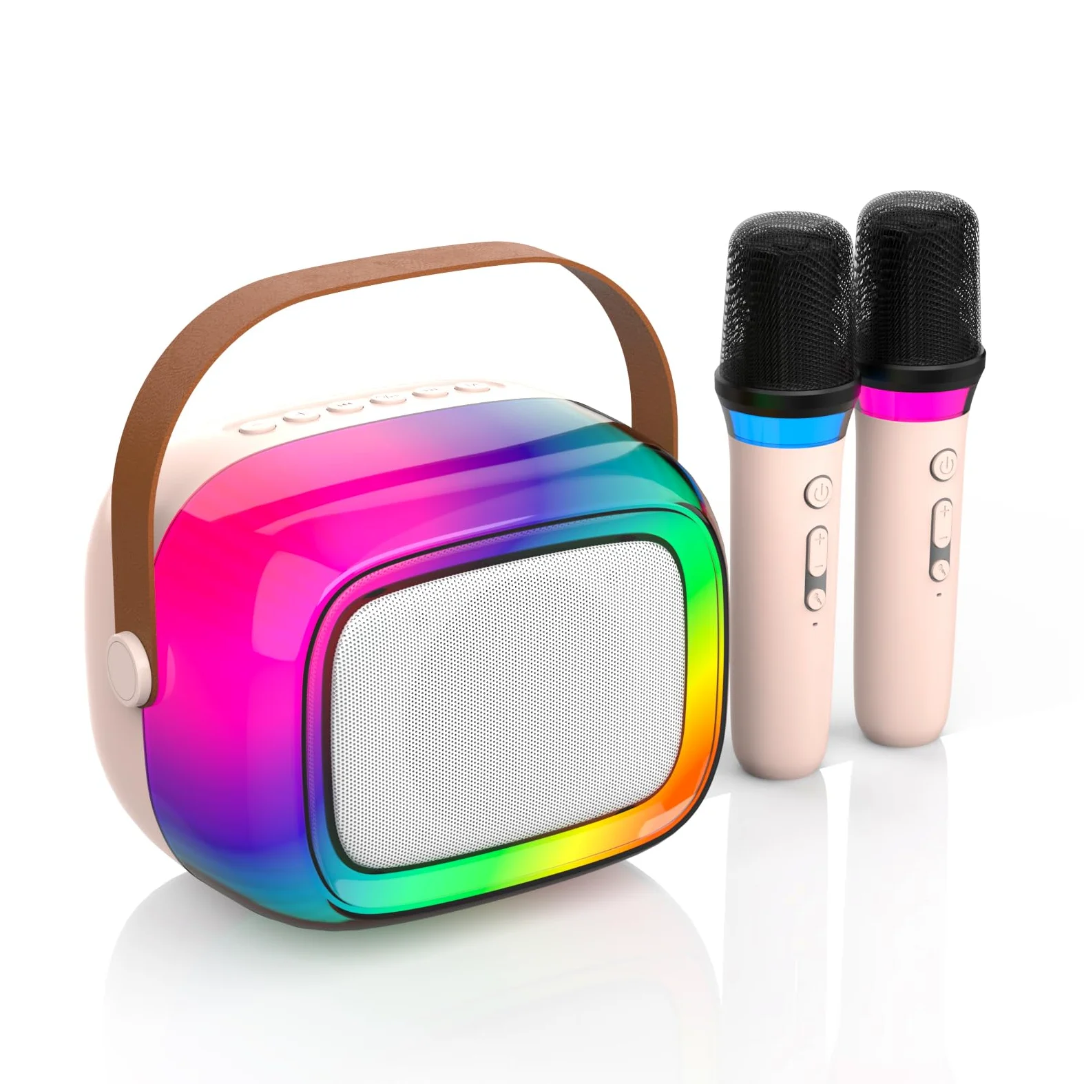 GUYUCOM Karaoke Machine mit 2 Kabellose Mini Mikrofon für Kinder und Erwachsene, Tragbaren Bluetooth Mikrofon als Spielzeug ab 2 Jahre für Jungen Mädchen Geschenke Geburtstagsparty & Outdoor-KTV