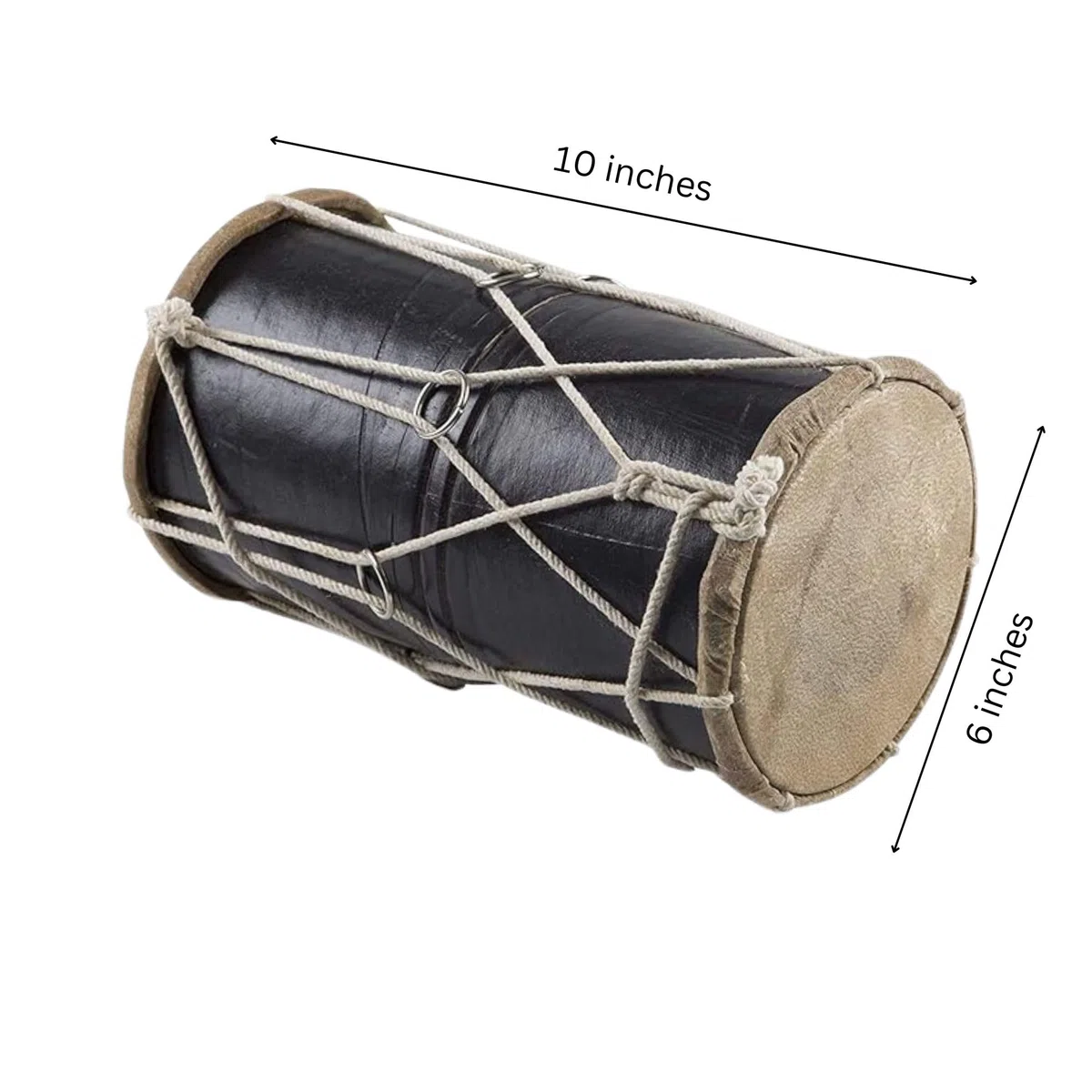 Small 25 x 15 cm Compact Dholak Drum Set, Handmade Wood & Leather Classical Indian Hand Percussion Drums, World Musical Instruments Punjabi Tabla Dhol Dholki For Decor & Travel Gift For Music Lovers
