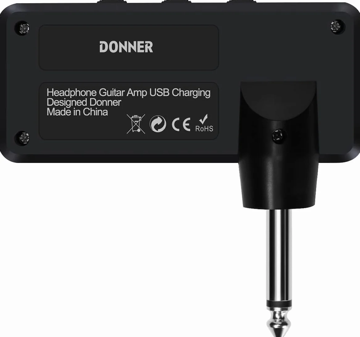 Donner Gitarren-Kopfhörerverstärker Classic Rock Pocket Mini Gitarren Headphone Amp, USB wiederaufladbarer Akku, tragbarer Übungs-Amp für E-Gitarre