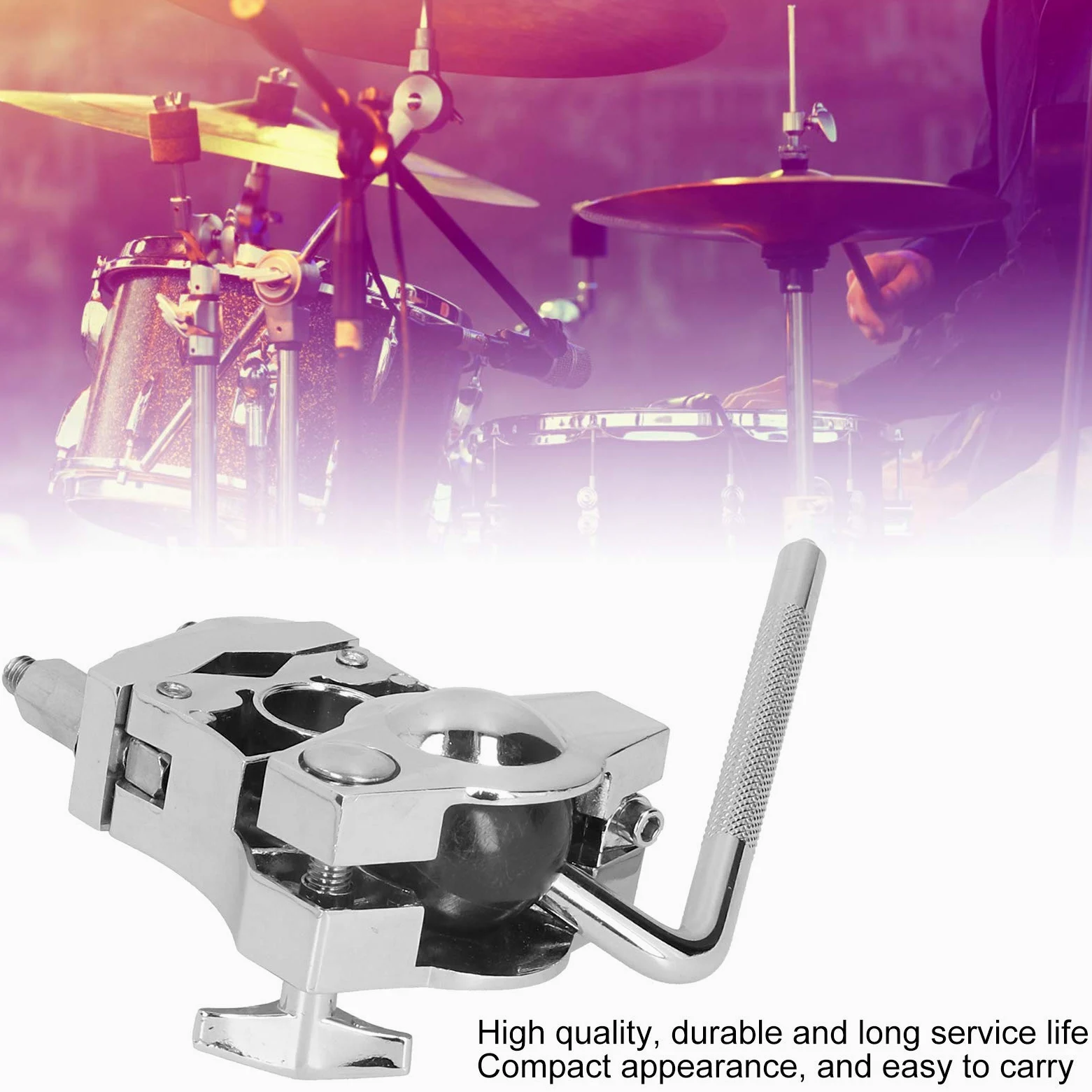 L Rod Cowbells Beckenklemme, Trommel-Rack-Halterung aus Zinklegierung, verstellbare Percussion-Drum-Set Cowbell-Halterung für Jam Blocks, Tamburine