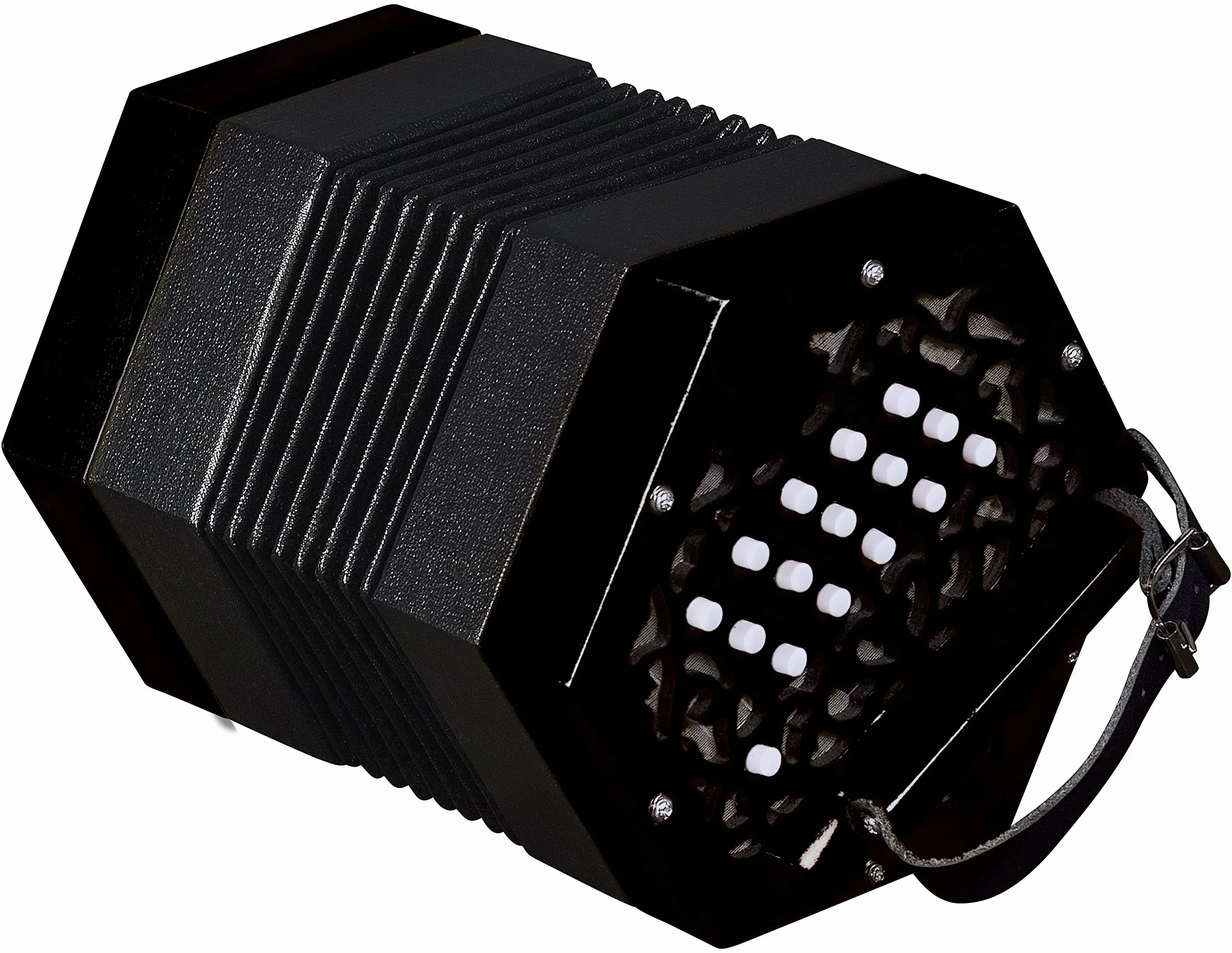 Trinity College Concertina (AP-1130A), schwarz | Traditionelles Volksinstrument, 1,2 Oktavbereich, Blasebalg, Tragetasche