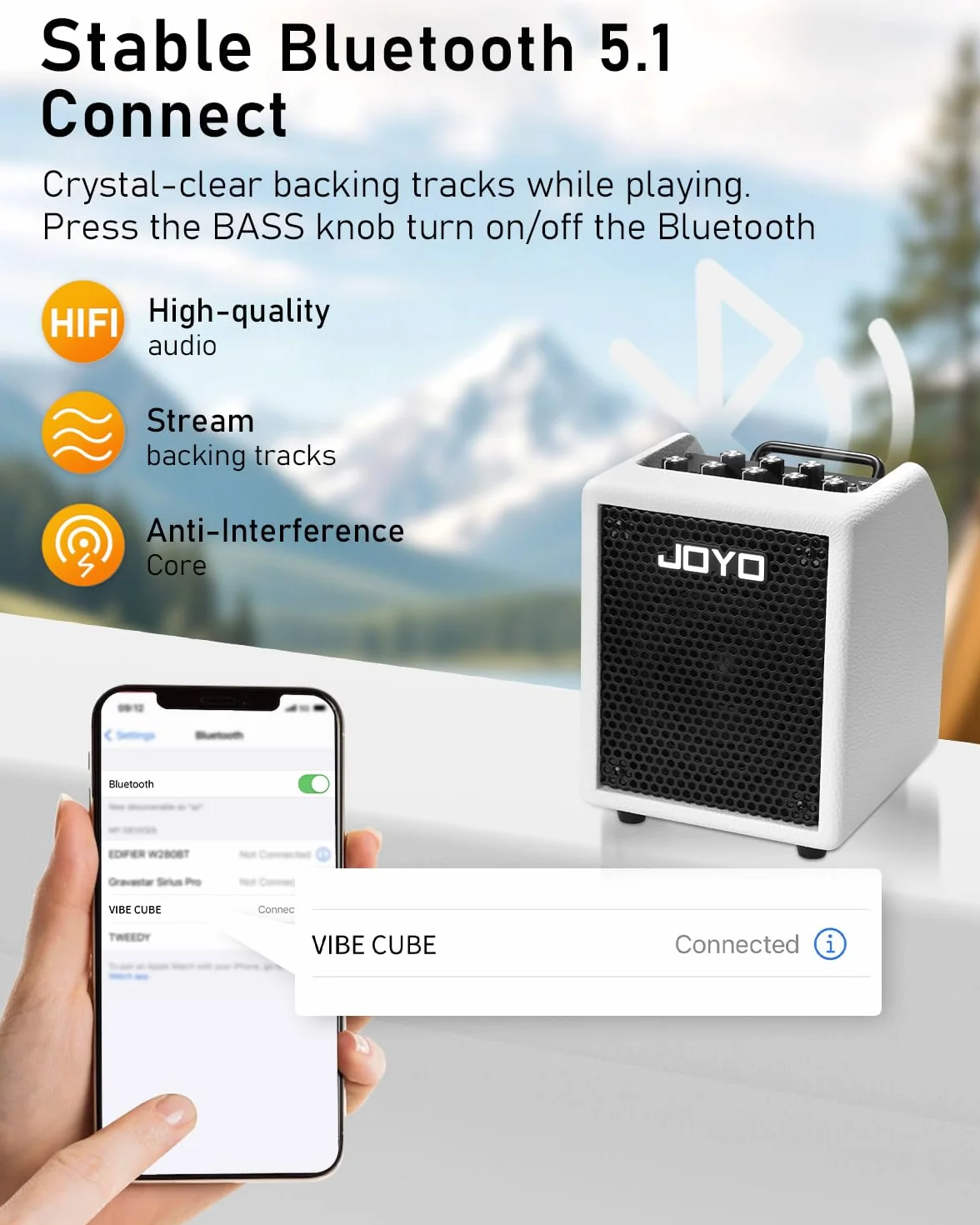 JOYO 30 W Bass-Combo-Verstärker, tragbarer Verstärker 4-Zoll-Lautsprecher mit 3-Band-EQ und Kompressor | Bluetooth 5.1 + OTG-Direktaufnahme | Üben mit Kopfhörer für Bassisten, Solokonzerte und Livestr