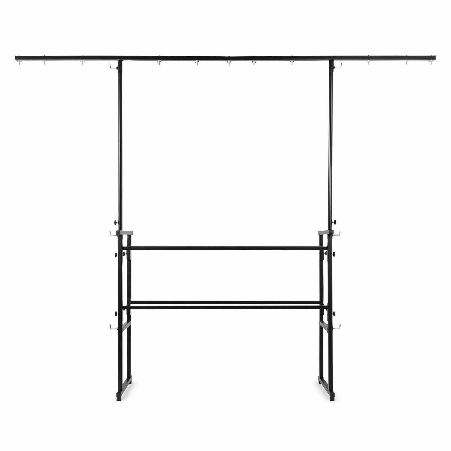 Vonyx DJ Booth Set - Mobiles DJ Pult, 1x Vonyx DB2 DJ Tisch klappbar, 1x Vonyx All-in-1 Pro Disco-Ständer, DJ Tisch Mobil mit Lichtstativ zum zusammenstecken
