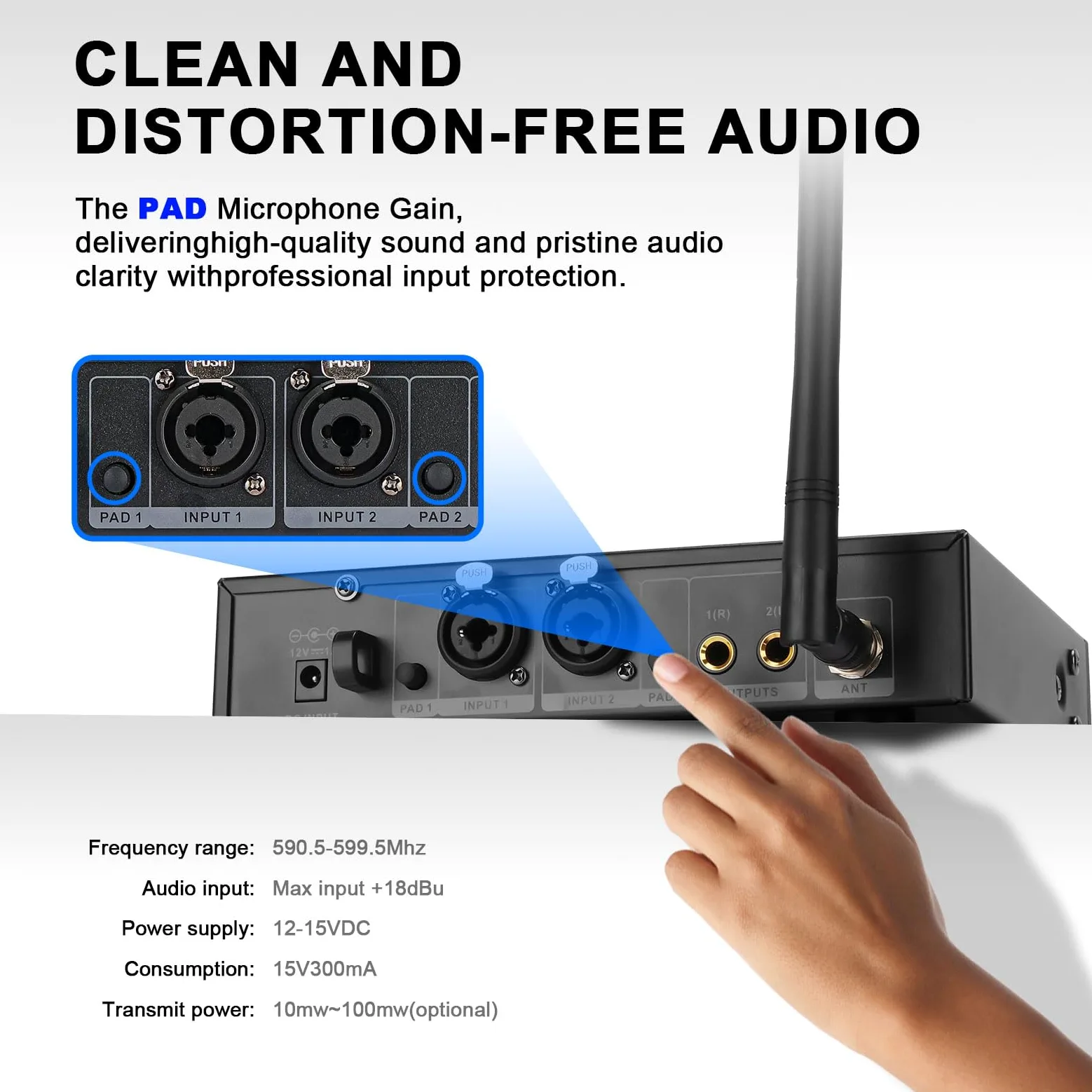 SEM100 Stereo Wireless In-Ear Monitor System - Professionelles IEM-Gerät für Live-Performance und Tonstudio (1-Kanal, 1/2 Taschensender, High-Fidelity-Klangqualität) (SEM100-2)