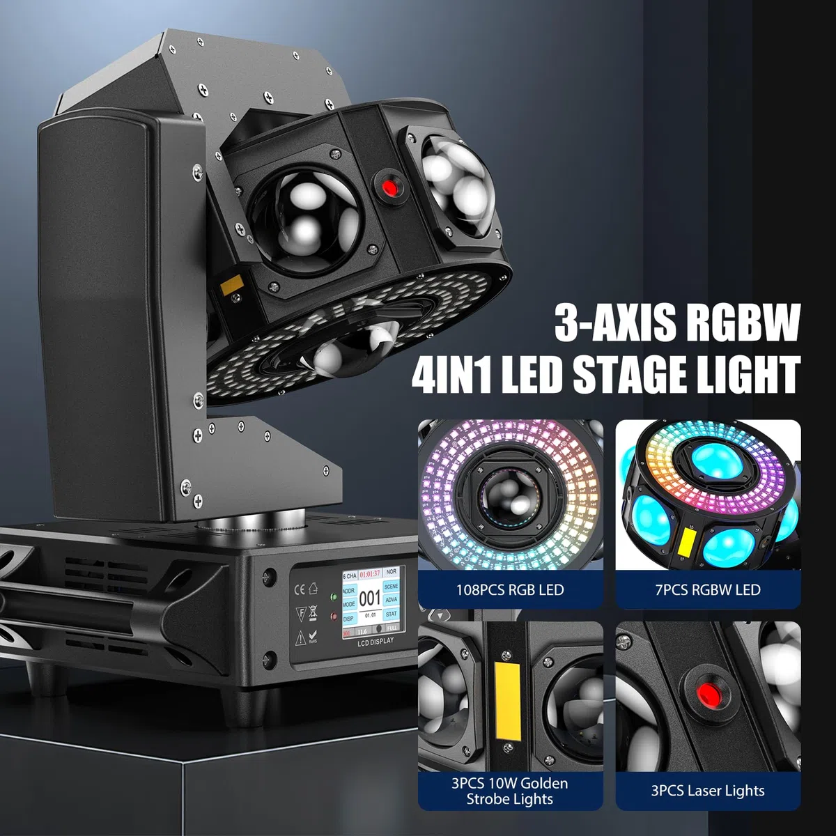 200W Moving Head LED RGBW Beam Discolicht Partylict 19CH/25CH Bühnenlicht für Partykeller Hochzeit Club Bar Scheinwerfer