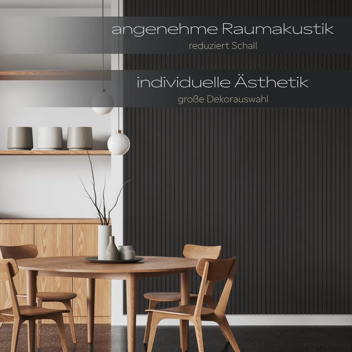 HEXIM Akustikpaneele 2 Stück 278x60cm Holz Comfort - flexible Holzpaneele Platten Lamellenwand flexibel MDF Wandpaneele TV Wandverkleidung Holzwand Deko schwarz (3.34m² Black Edition)