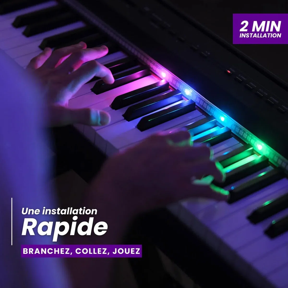 Klavier lernen auf spielerische und effektive Weise – patentiertes System – Klavierstunde mit intelligenten LEDs – Transparent