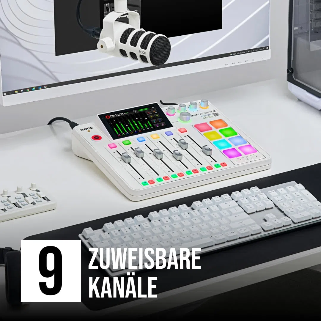 RØDE RØDECaster Pro II All-in-One Produktionslösung für Podcasting, Streaming, Musikproduktion und Content-Erstellung (Weiß)