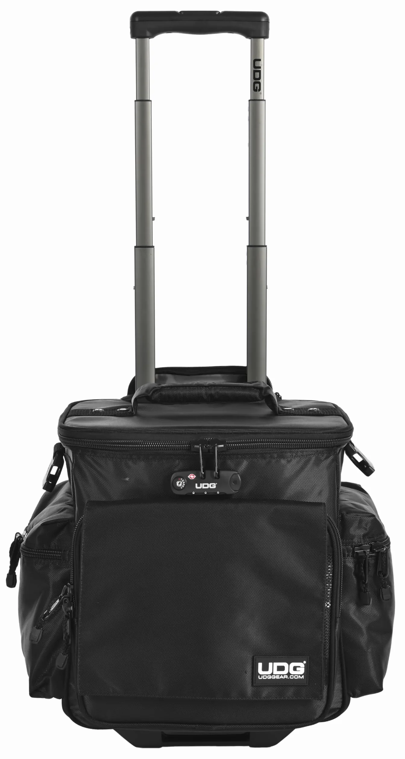 UDG Ultimate SlingBag Trolley Deluxe Schwarz MK2, Schwarz innen (U9981BL) | Vinyl während der Reise schützen; SlingBag Trolley Deluxe mit Inline-Rädern, Zahlenschloss, MK2