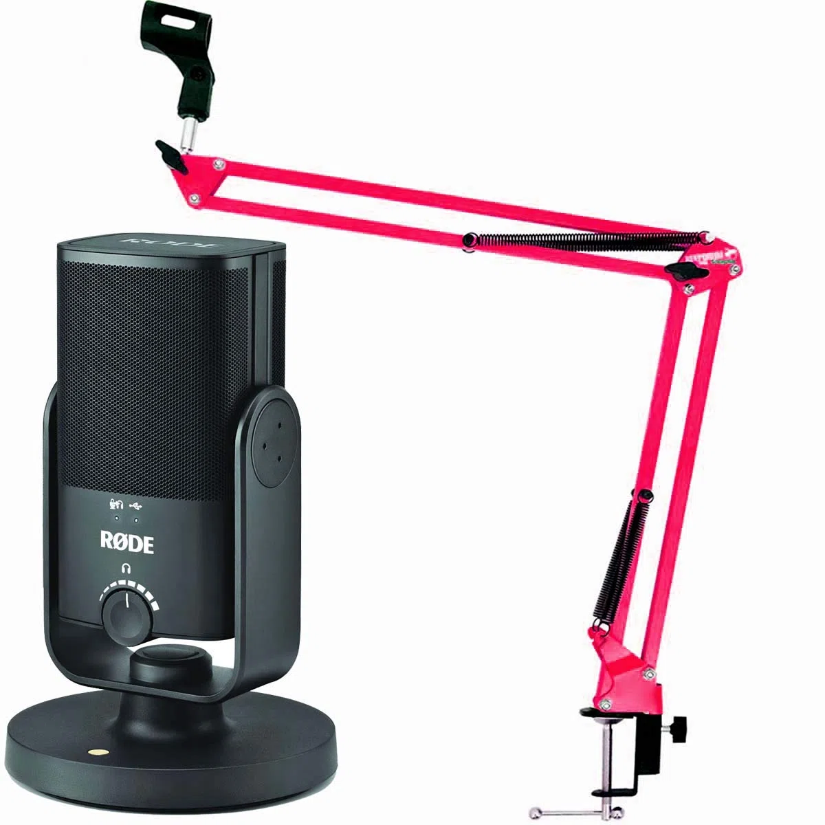 Rode NT-USB MINI USB-Podcast-Kondensatormikrofon + keepdrum NB35RD Rot Mikrofonarm