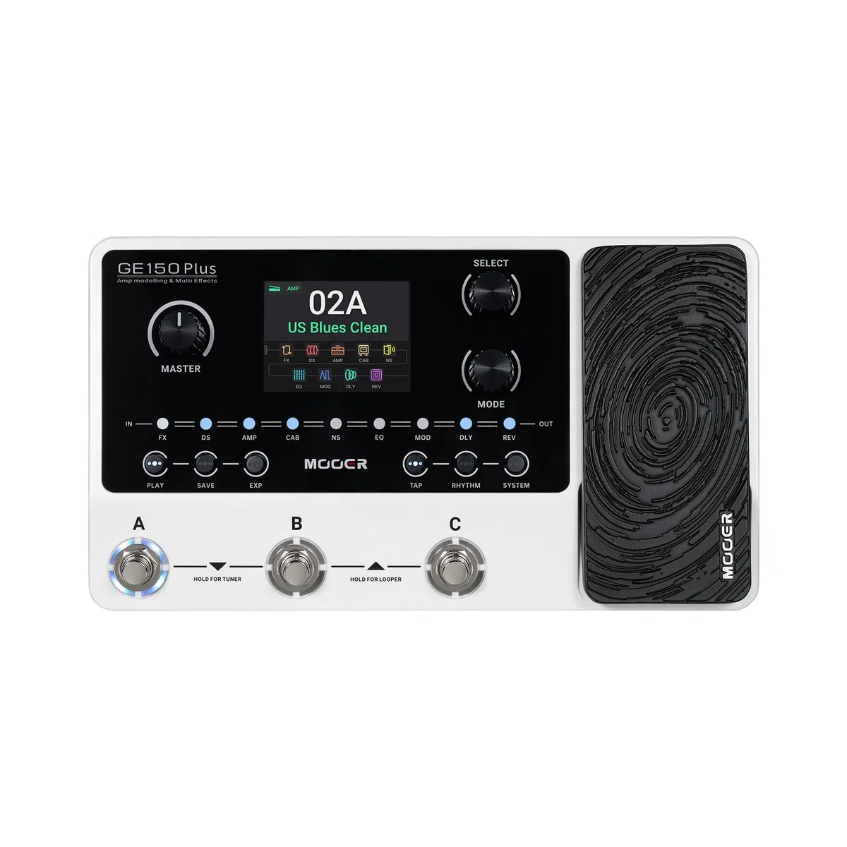 Mooer GE150 Plus Multi Effects Pedal für Gitarre | 55 Amp-Modellen, 170 Effekten, 80-Sekunden-Looper, Expression-Pedal und USB-C-Recording