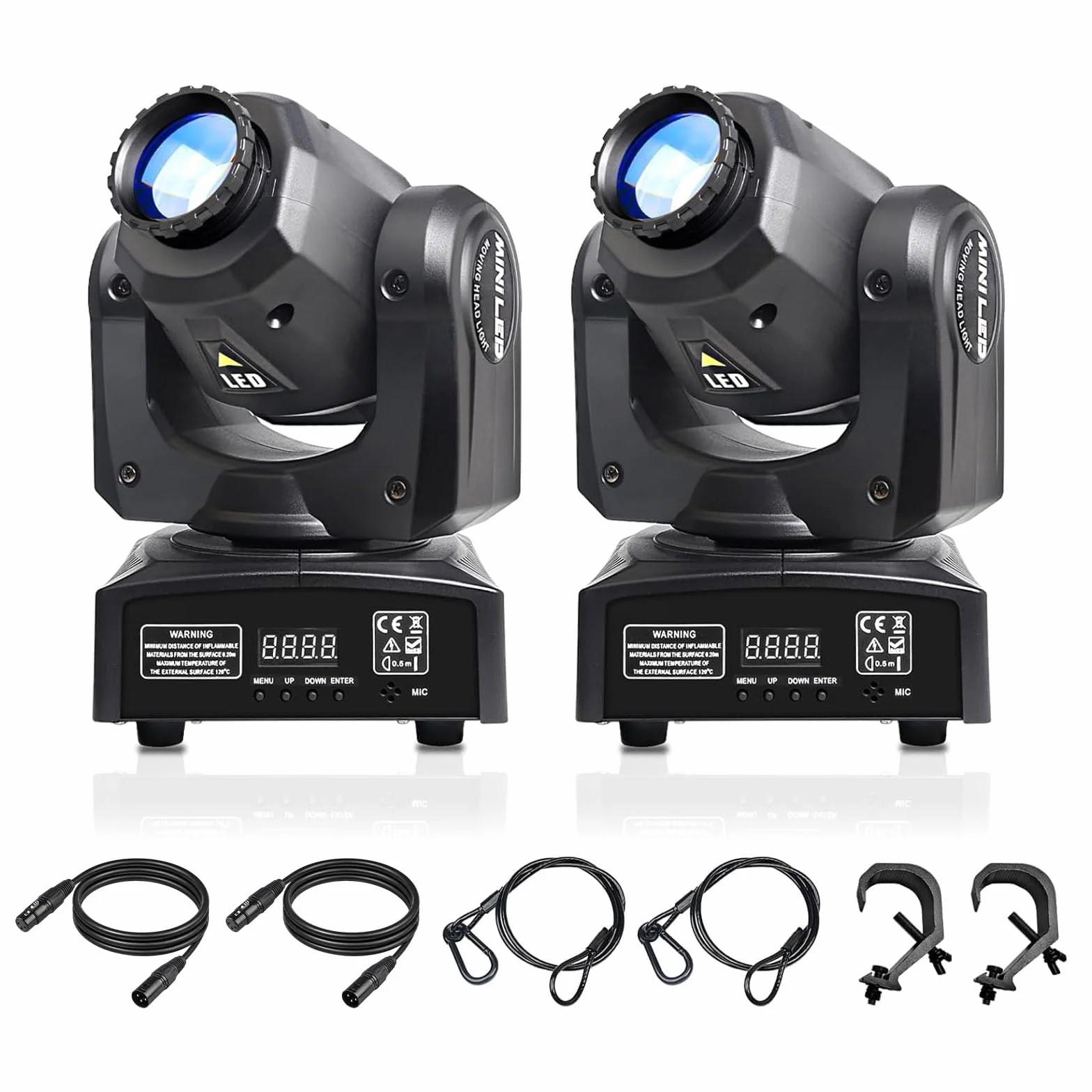 (2Pack) LED Moving Head Light Mini 30W DJ Moving Head Gobo Light mit 8 Gobos und 8 Farben, DMX und sprachgesteuertem Stage Strobe Spotlight für Hochzeit, DJ, Party, Club, Disco, Beam Lights