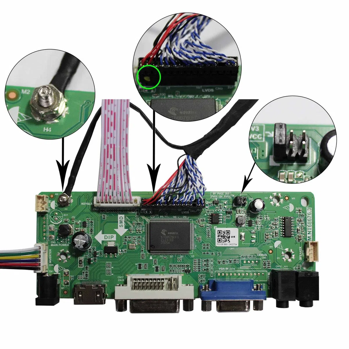 VSDISPLAY H/D VGA DVI LVDS Controller Board für 17 Zoll 1280x960 LCD | DV170YGZ-N10 DV170YGM-N10 4: 3 30Pin Gaming Marquee Bildschirm