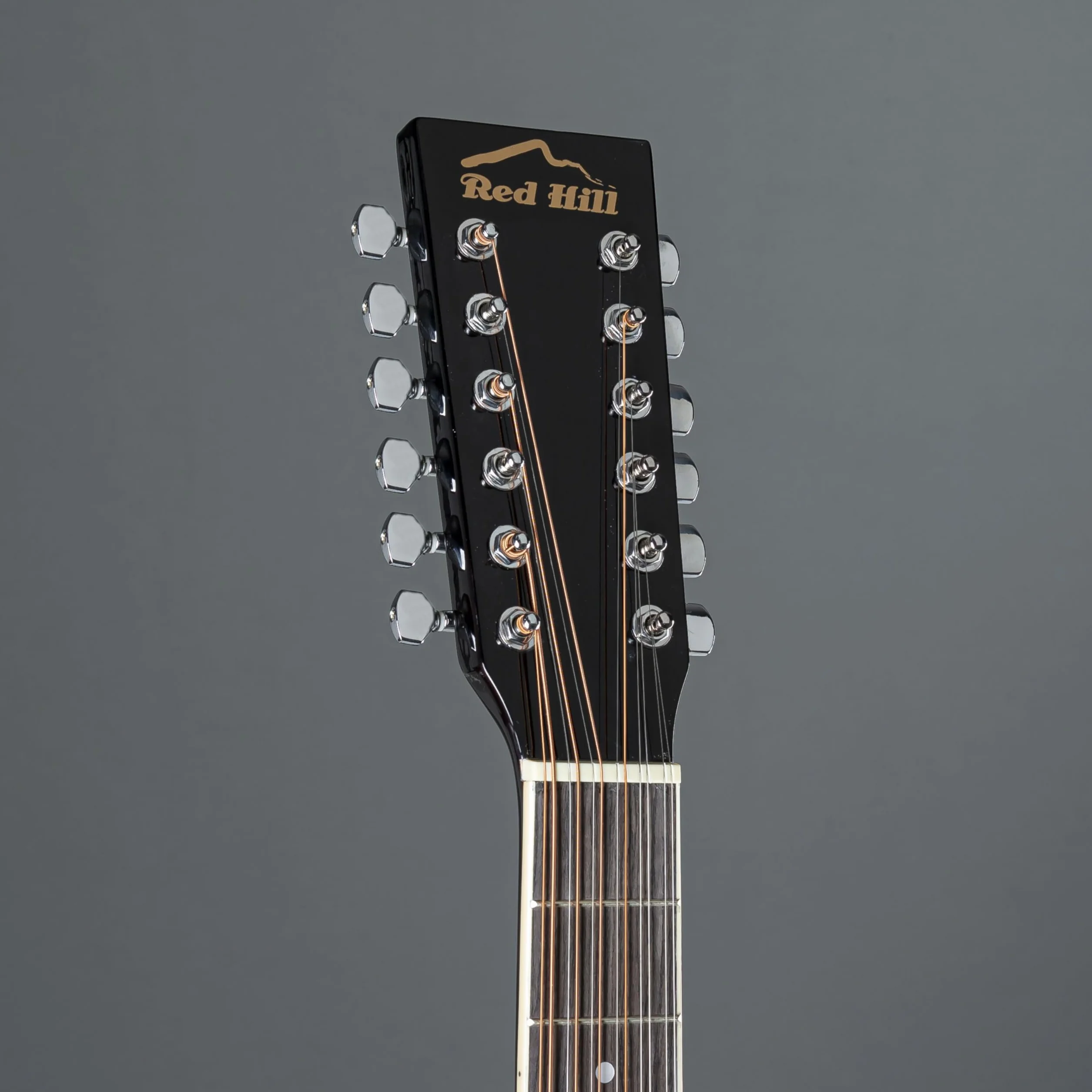 Red Hill AF-8 12-String Dreadnought Cutaway Westerngitarre, Schwarz, X-Bracing, Sapele-Korpus, Composite-Griffbrett, 20 Bünde