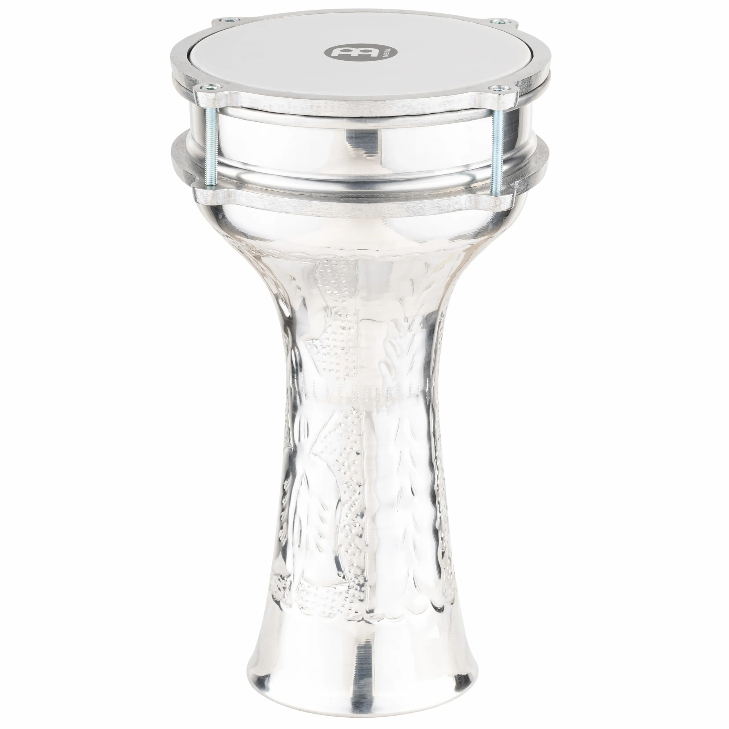 Meinl Percussion Aluminium Series Darbuka - Mittelgroße Handtrommel - Mit Kunststofffell - Durchmesser 6,5 Zoll - Handgehämmert - Aluminium, Silber (HE-112)