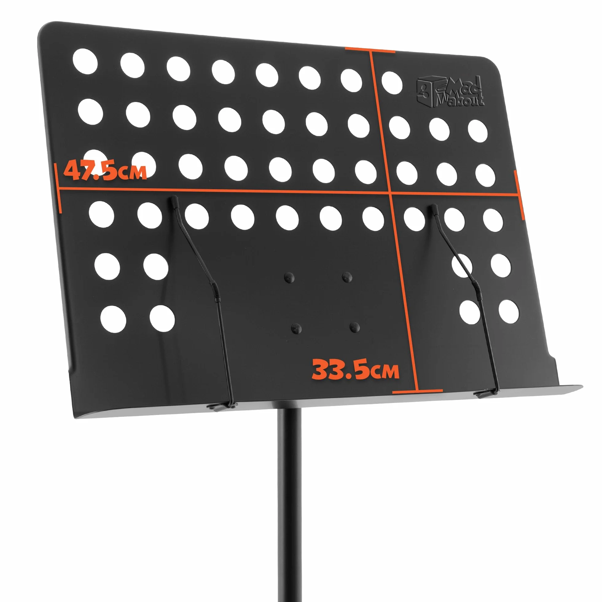 TIGER MUS27-BK Orchestet-Notenpult mit Seitenhalter, Höhe und Winkel verstellbar | MUS27-BK Notenständer höhen- & winkelverstellbar mit Seitenhaltern, stabil und ideal für Orchester & Schule