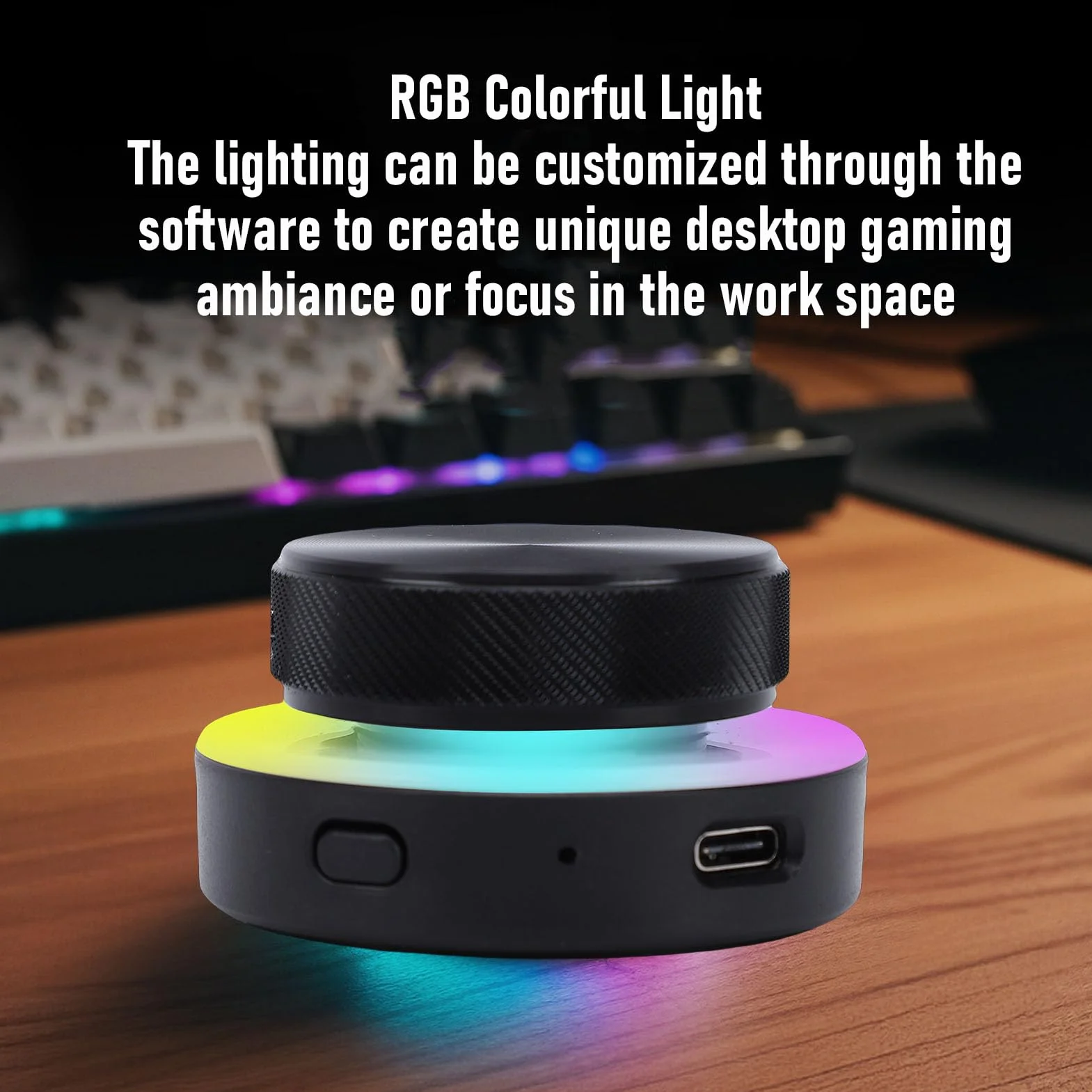 Bewinner Bluetooth-Lautstärkeregler, 2,4 G BT, USB-C-Konnektivität, RGB-Regler für PC, Laptop, Tablet, Telefon, Lautstärkeregelung, Verknüpfungen und Medienfunktionen