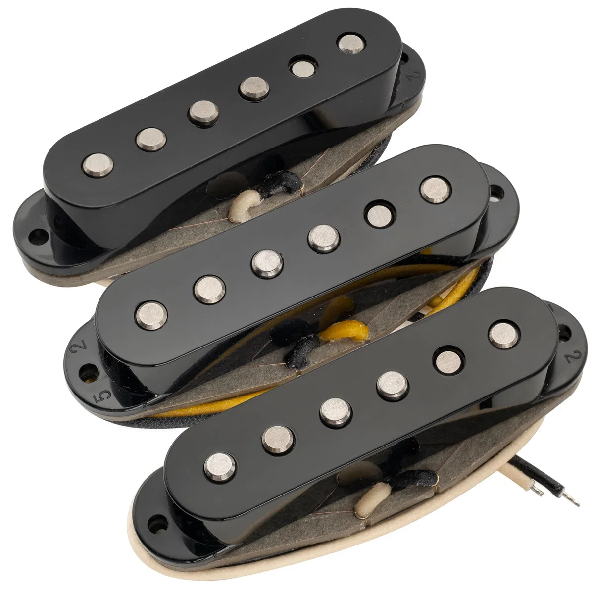 Musiclily Pro ST-TX Staggered Alnico 5 Single Coil Tonabnehmer Hals Mitte Steg Pickups Set für Strat Style E- Gitarre, Schwarz