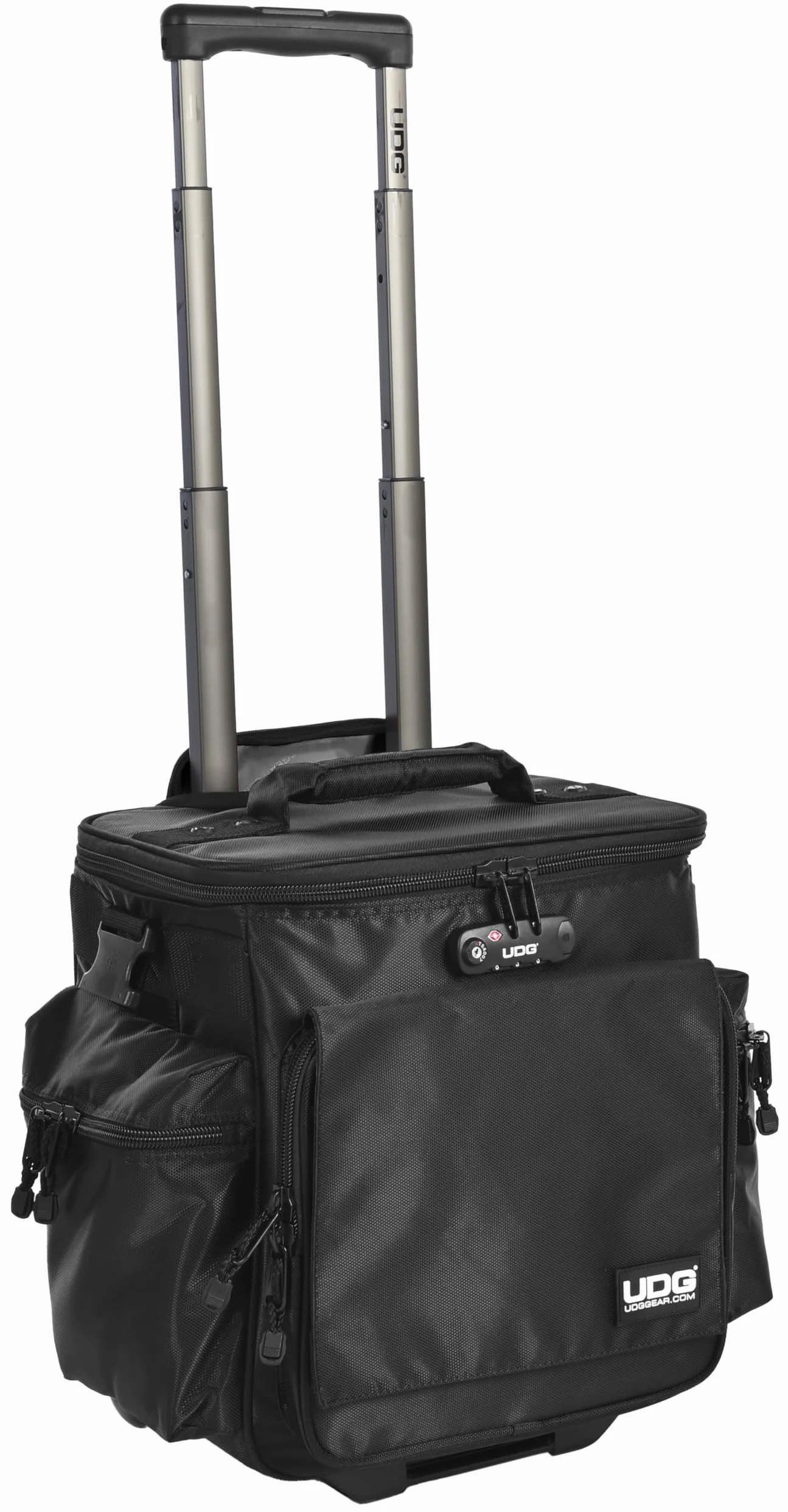 UDG Ultimate SlingBag Trolley Deluxe Schwarz MK2, Schwarz innen (U9981BL) | Vinyl während der Reise schützen; SlingBag Trolley Deluxe mit Inline-Rädern, Zahlenschloss, MK2